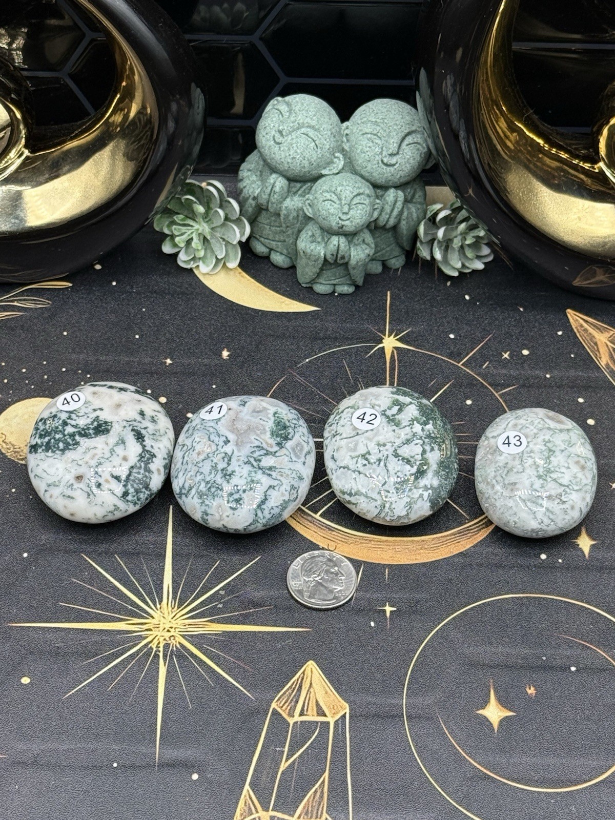 Natural Tree agate Palmstones Druze & Quartz Free shipping
