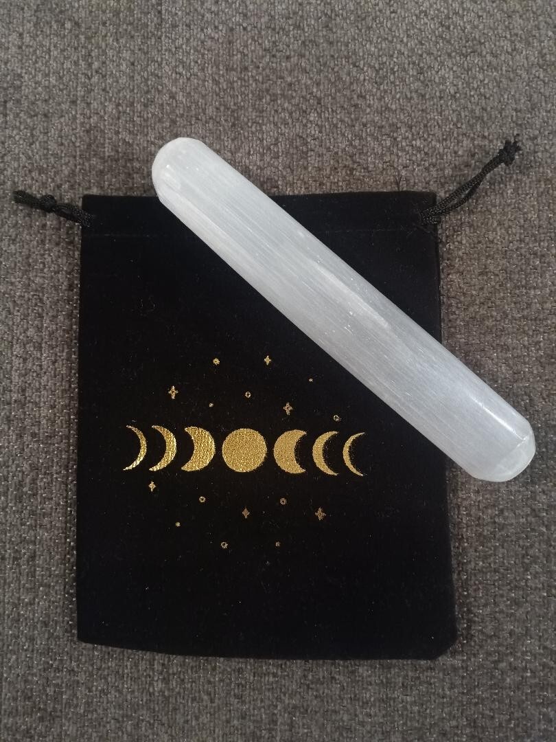 Selenite Crystal Massage Wand ” Smooth Polished Round Heal Reiki Energy CHARGED