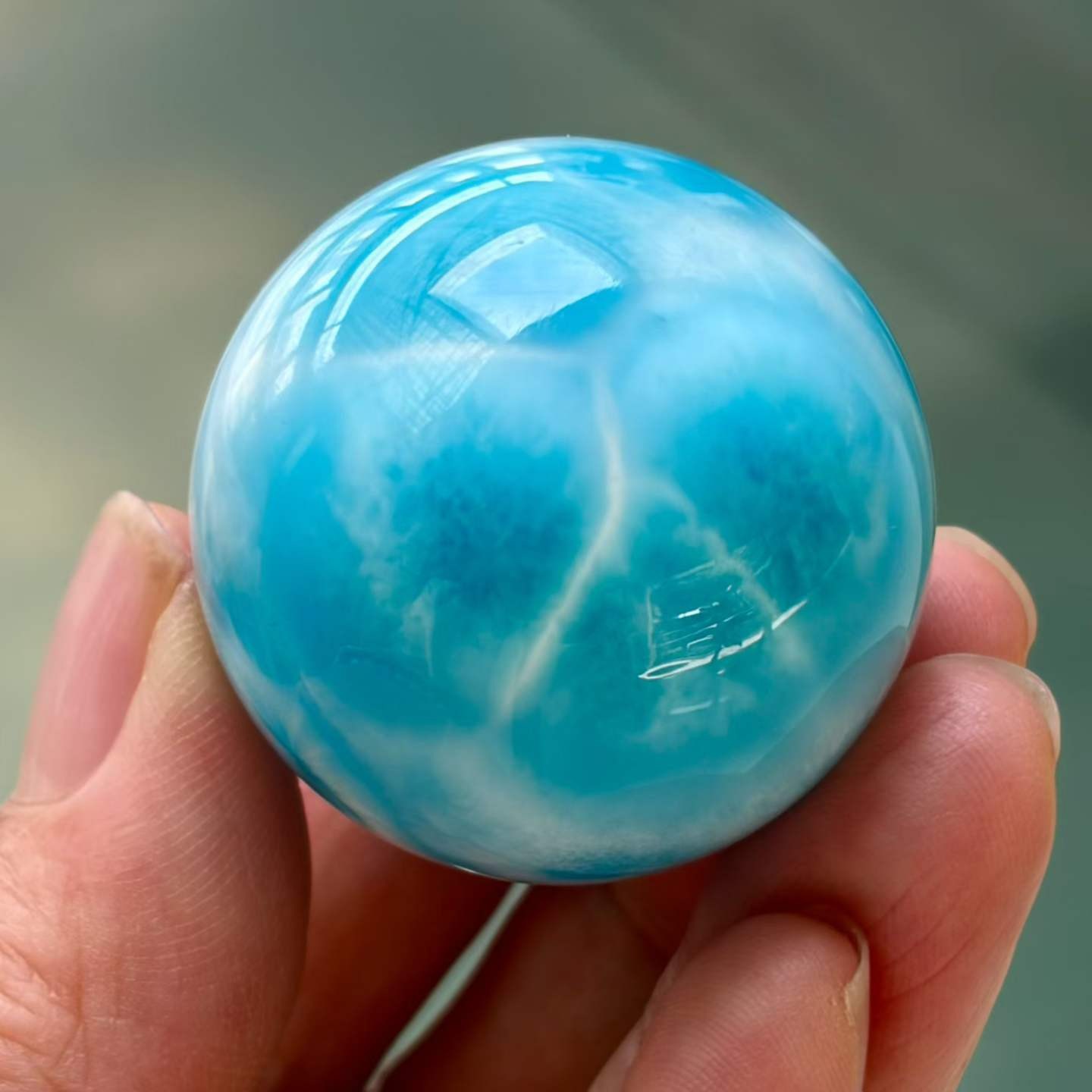 36mm Natural Larimar Gemstone sphere quartz polished ball Reiki energy