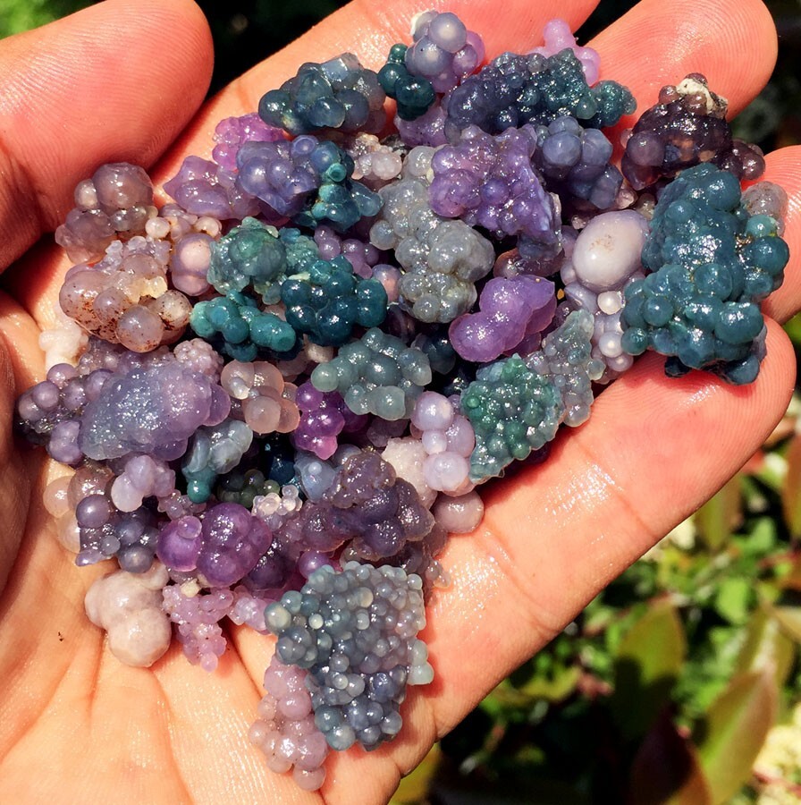 100g 50-90Natural Botryoidal Chalcedony Starlight Purple Grape Agate Grain ag100