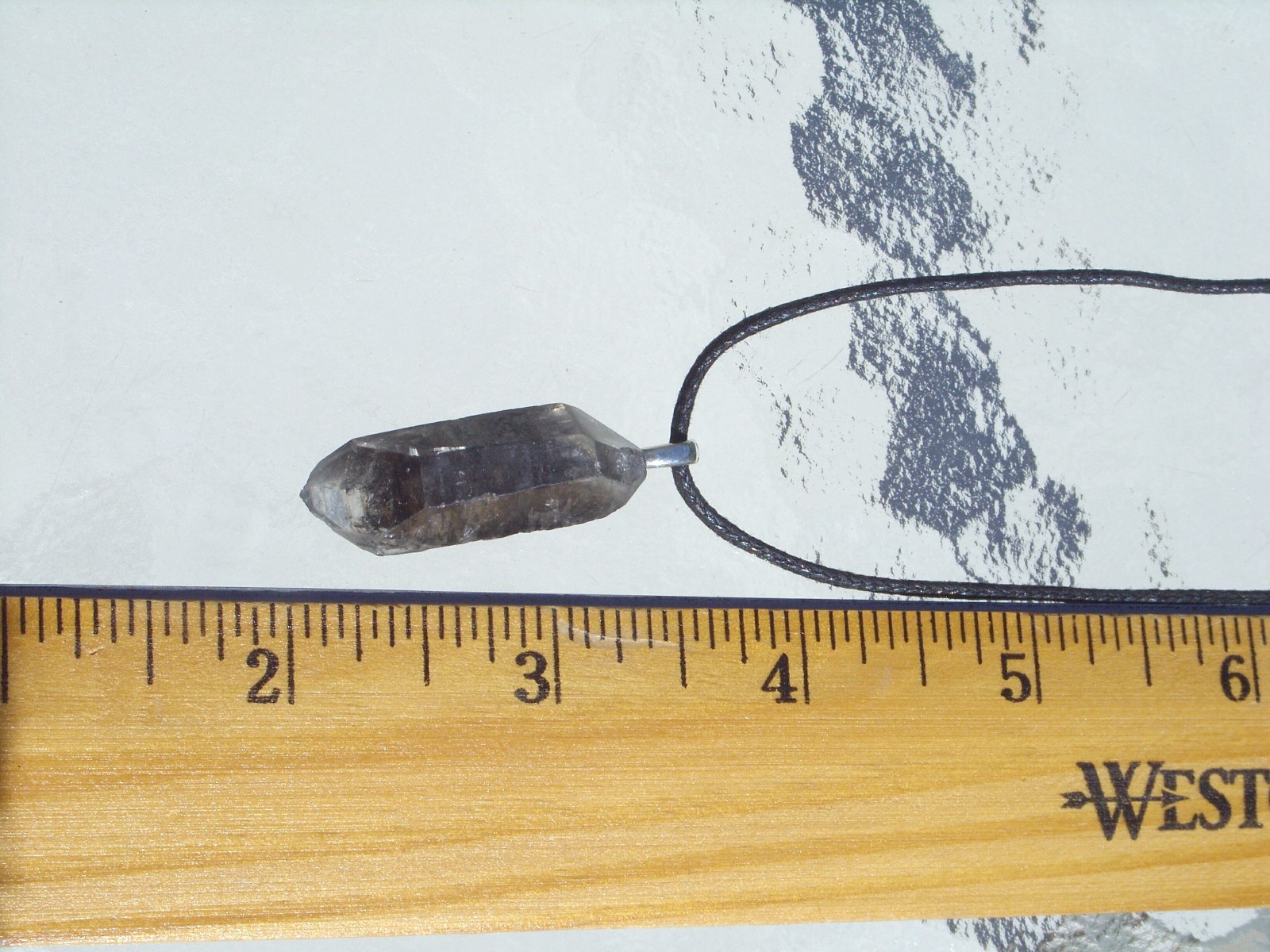 Tibetan Black Quartz Double Term Crystal Point Free Form Stone Pendant Necklace