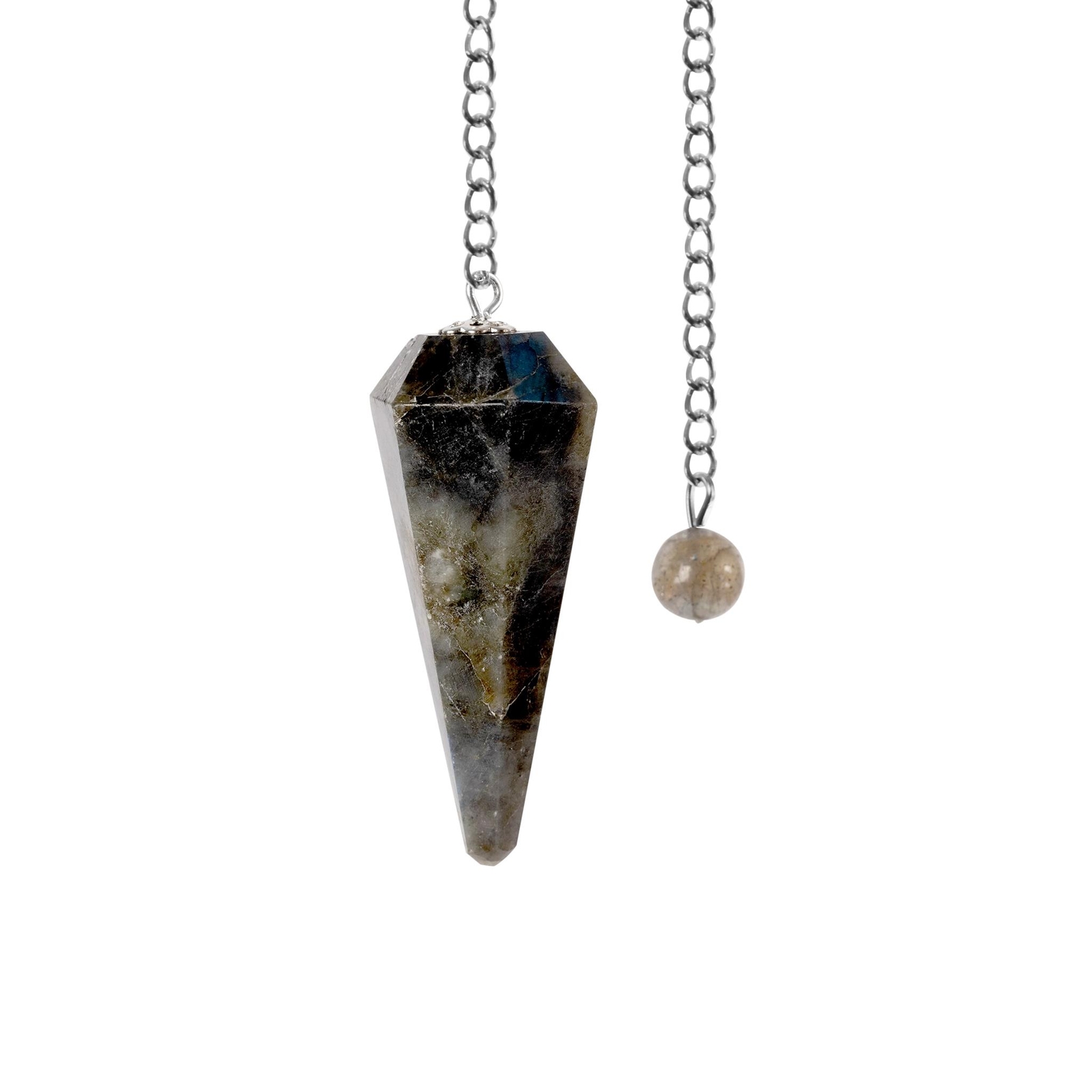 Labradorite Pendulum Crystal Divination Tools — Dowsing Pendulum Crystal with Cr