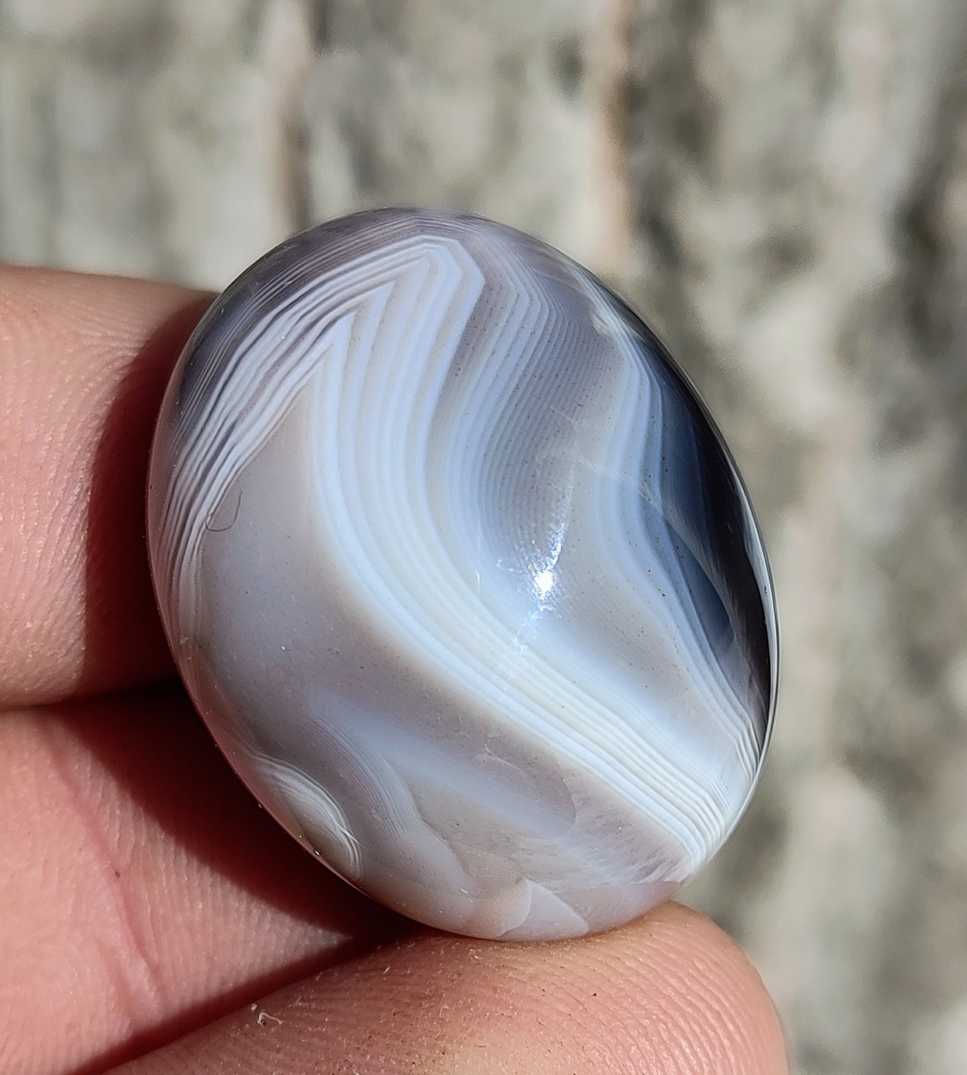 27g Polished Botswana Agate, Beautiful Shadow Band Layered Botswana Agate