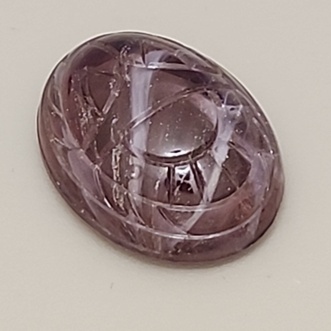 Carved Scarab Glass Gem Lot of 2 Purple Swirl Oval Egyptian Revival 25mm x 18mm
