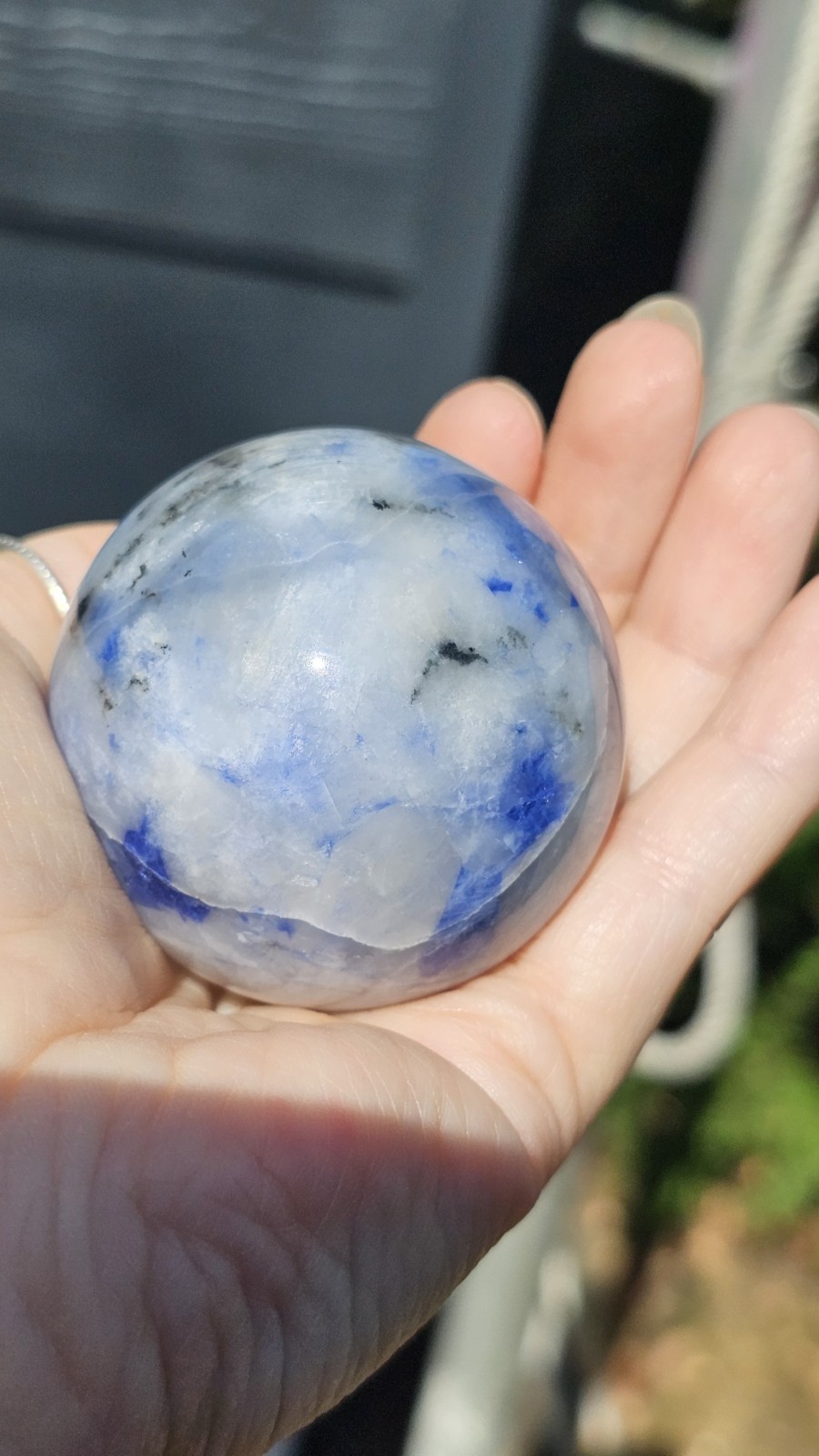 Afghanite Crystal sphere Rare 5.2cm 192g Blue uv Reactive