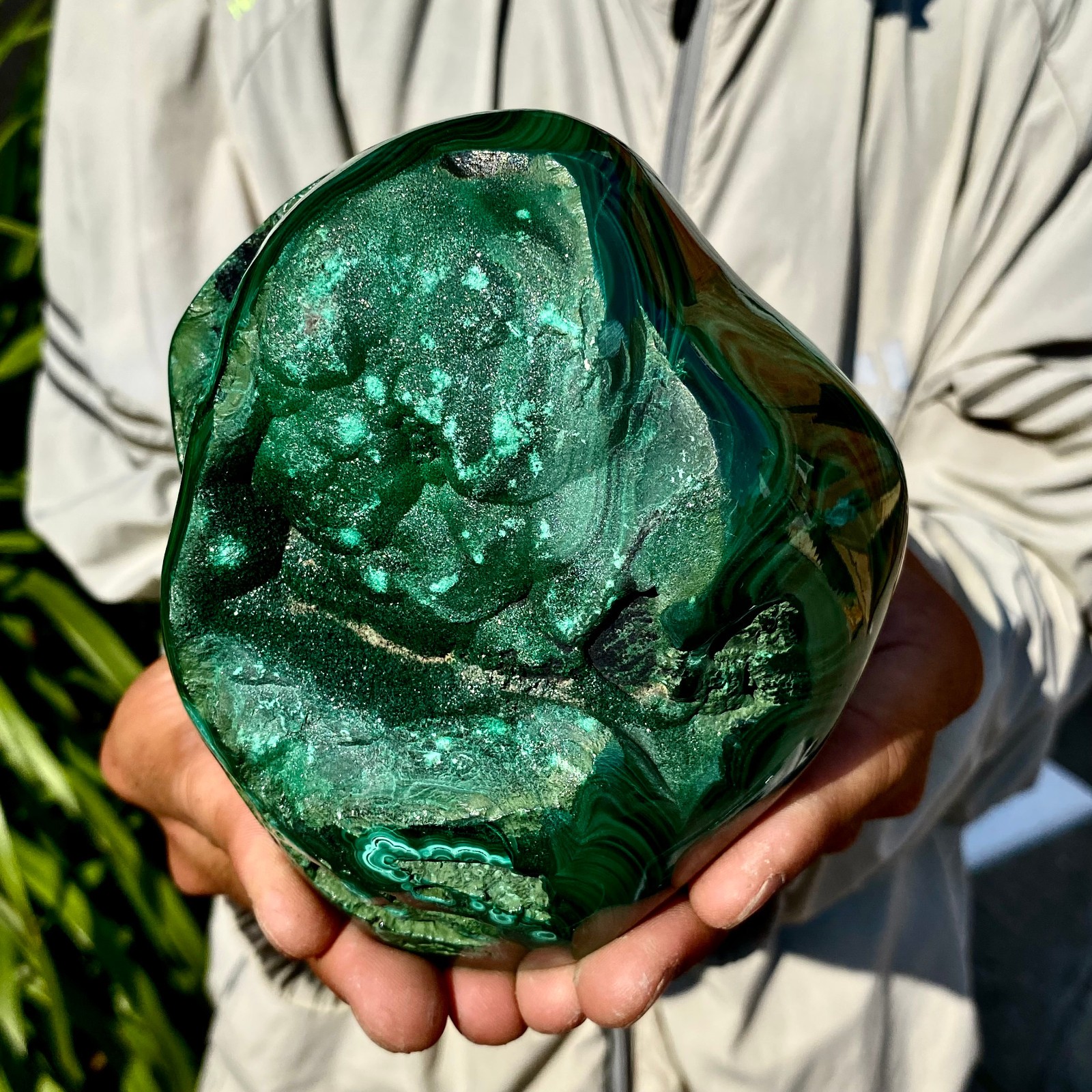 3.3LB Natural glossy Malachite transparent cluster rough mineral sample