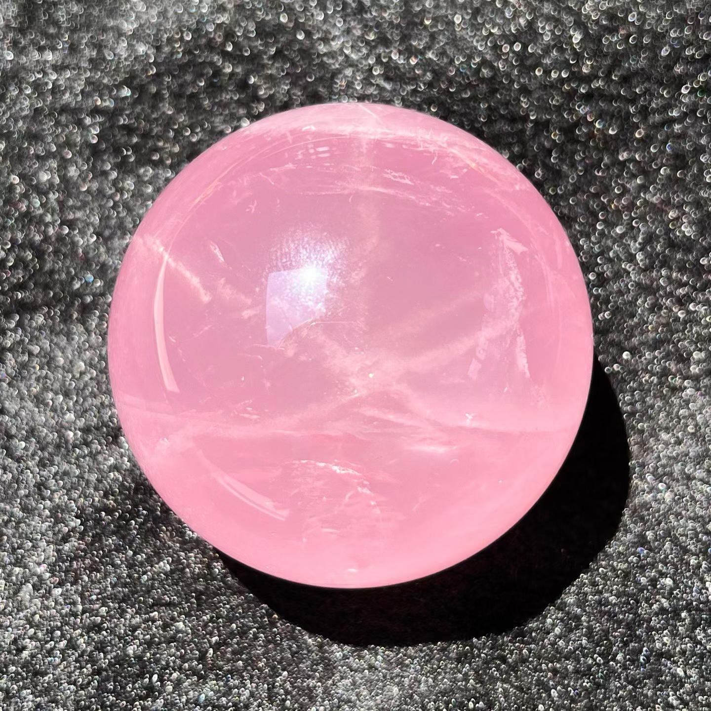 64mm Natural Six-ray starlight Pink Rose Quartz Sphere Crystal Ball Reiki Decor