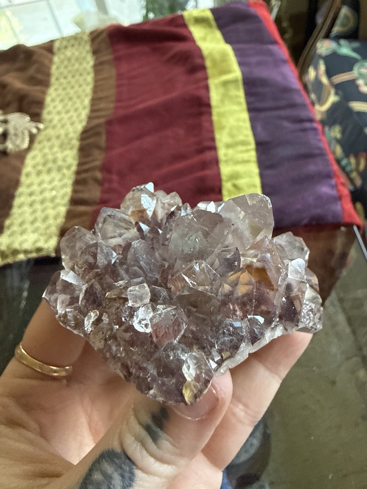 Red Hematite Phantom Quartz Crystal Cluster – Sunset Phantom Quartz