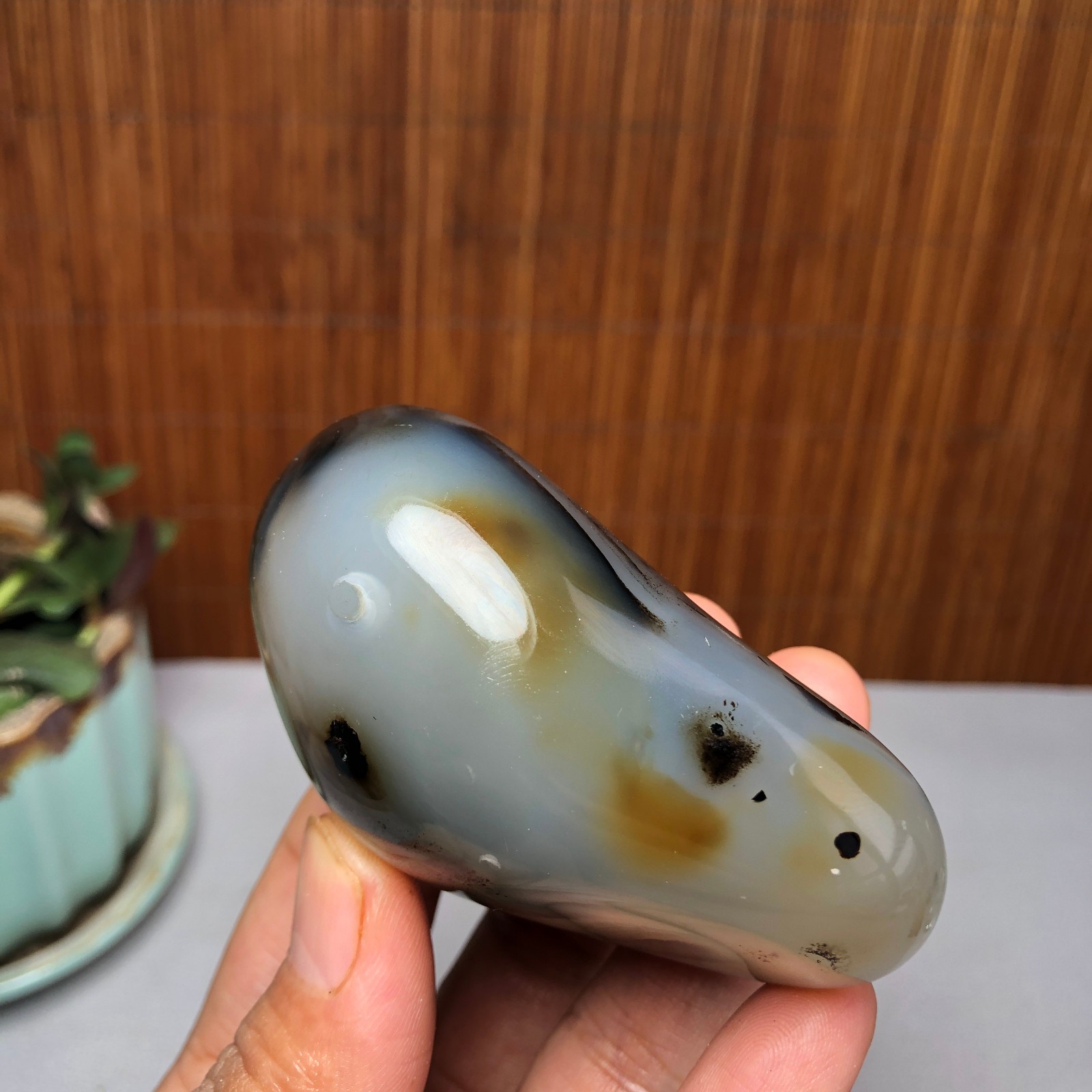 72mm Natural aquatic plants agate pretty Crystal specimens 167g A9995