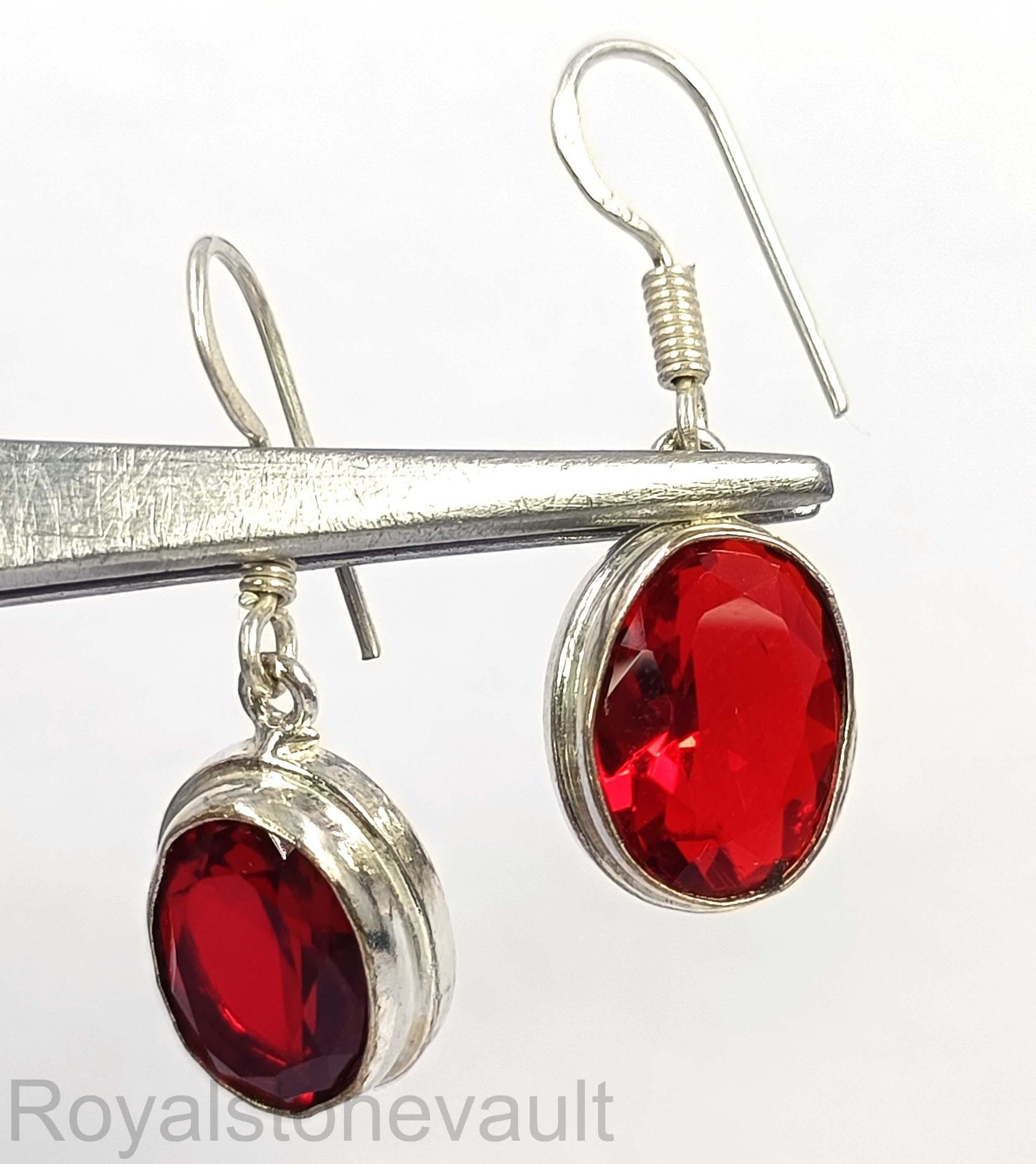 28.50 Ct Red Ruby Oval Earrings IGL Certified 925 Sterling Silver 5DDK