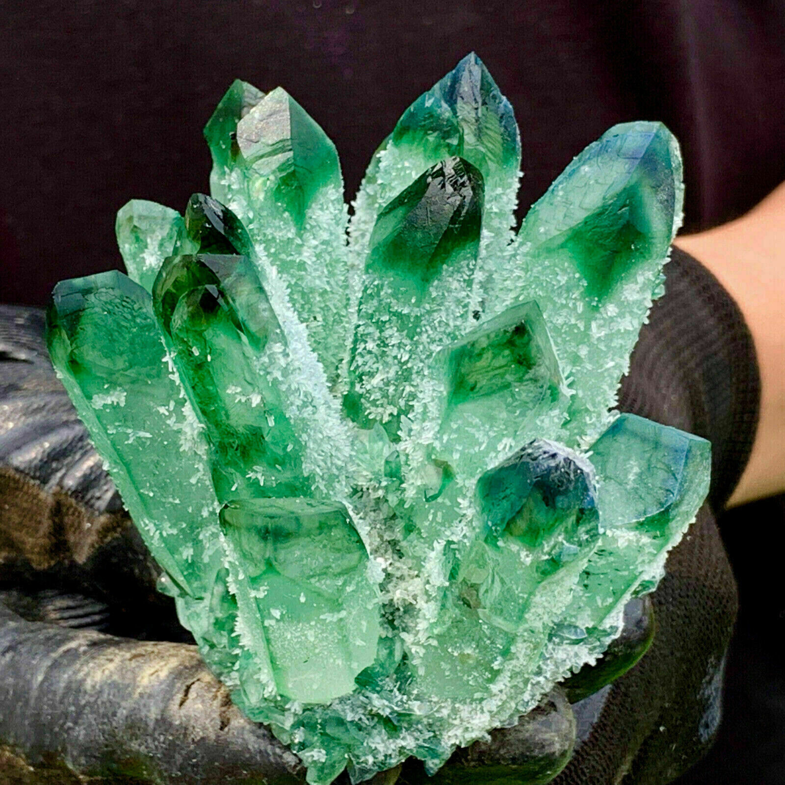 300g+ New Green Phantom Quartz Crystal Cluster Mineral Specimen Reiki Healing