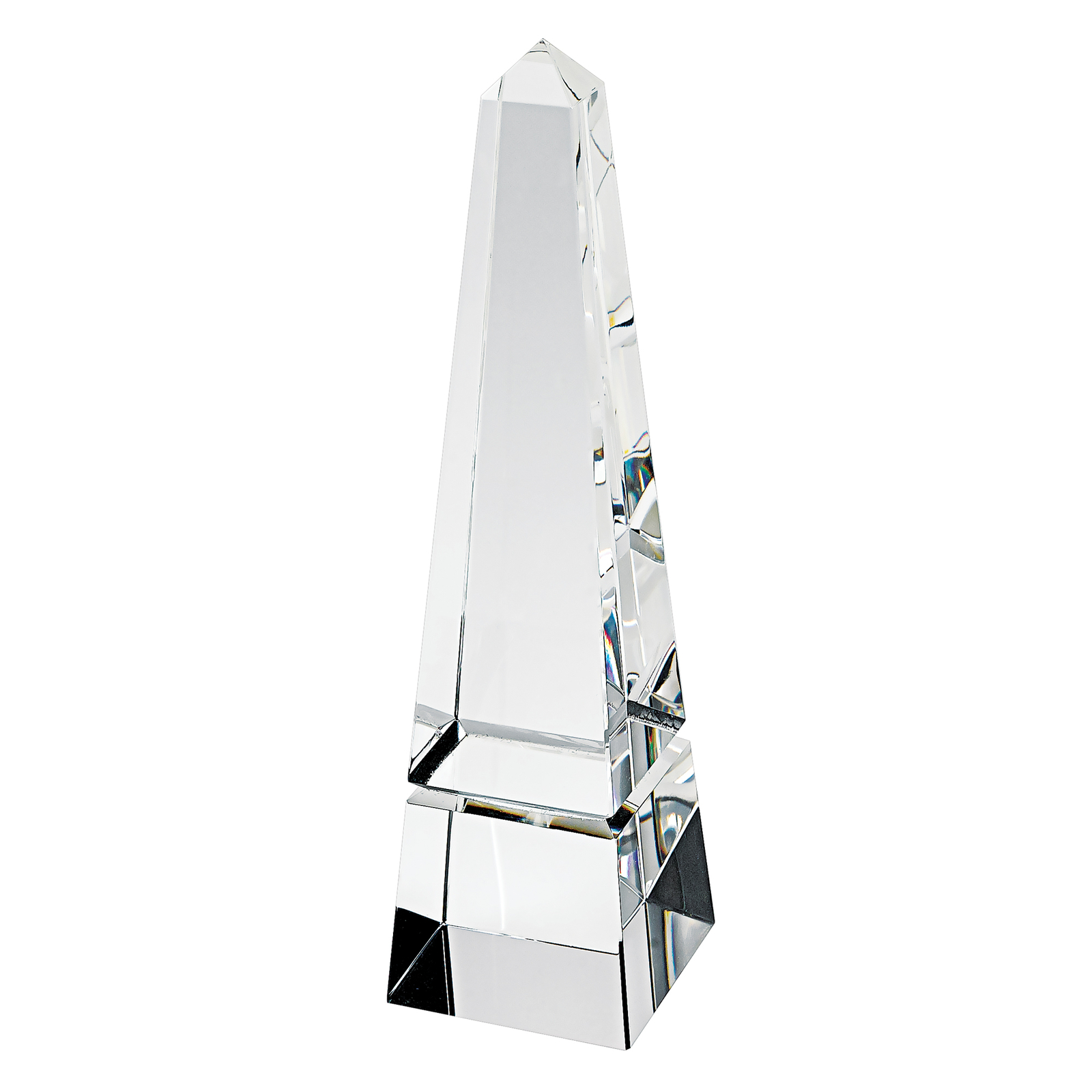 Modern Hand Crafted Crystal Decorative Optical Crystal Obelisk, 12 Inches