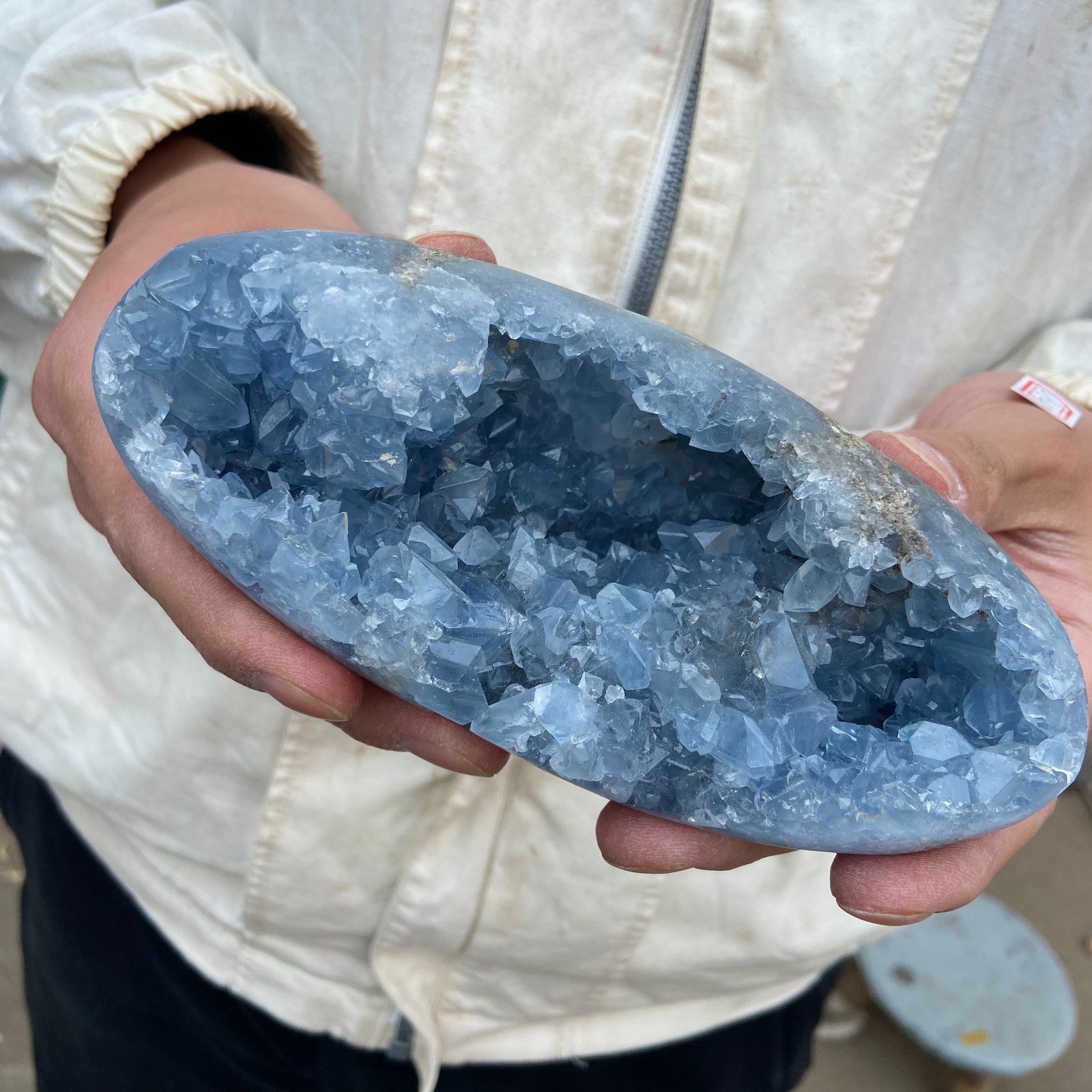 2.2lb natural blue celestite geode quartz crystal mineral specimen healing