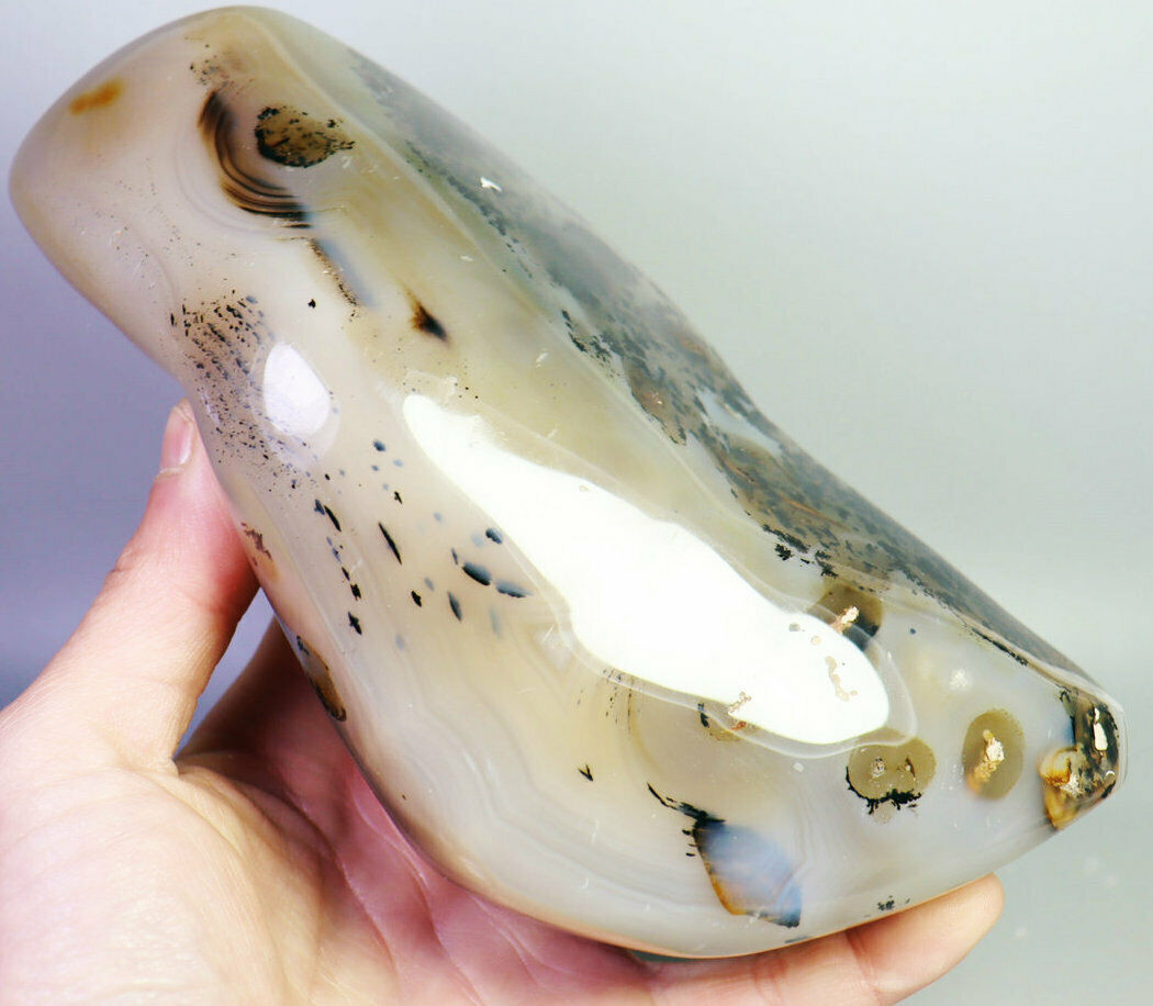2.9lb Natural Polished Amazing Moss Agate Quartz Crystal Stone Reiki Statue