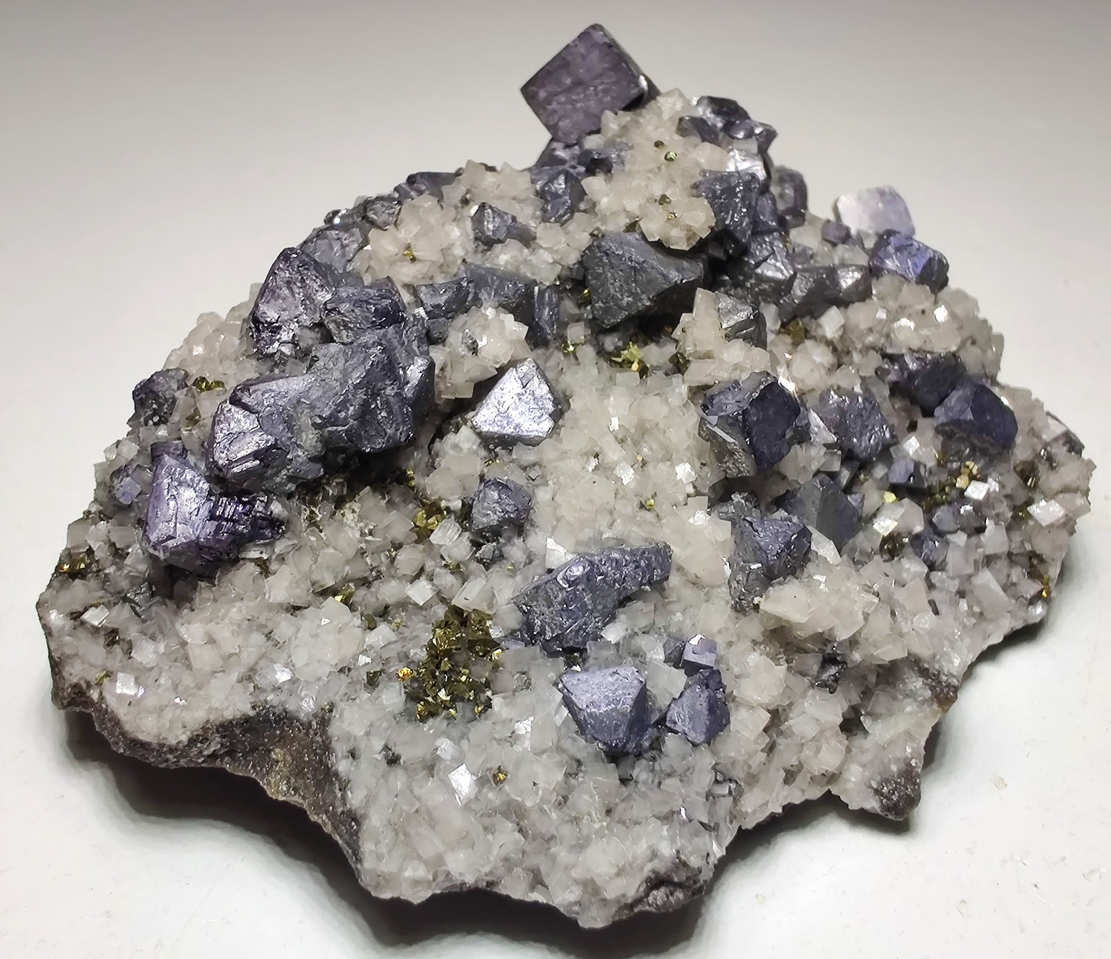 Galena with Dolomite, Chalcopyrite crystals. Viburnum Trend, Missouri. 59 grams.