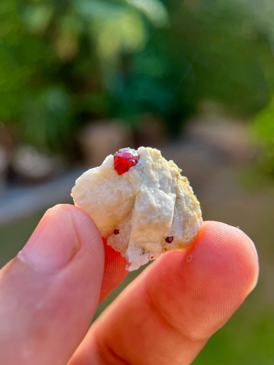4.4 Gram Etched Deep Red Spessartine Garnet On Matrix From Skardu, Pakistan