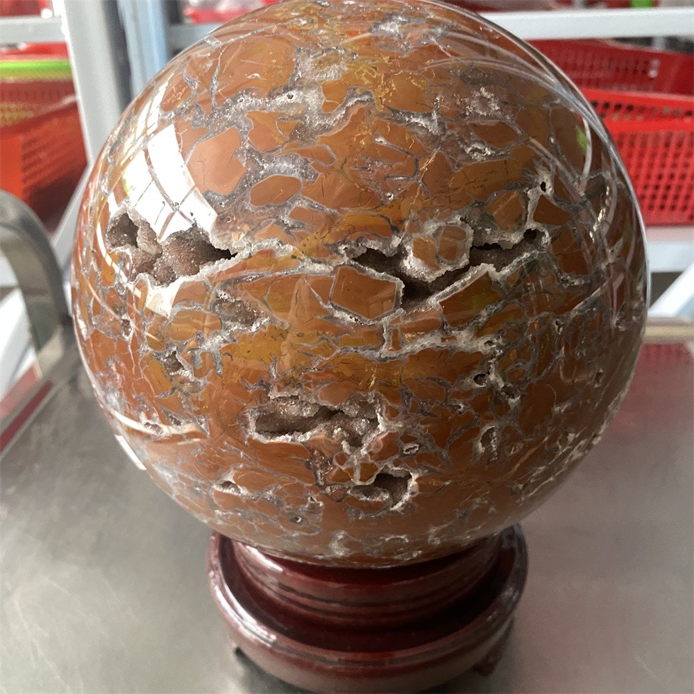 Random1pc19.9LB 7.2″ Natural Geode Indonesian Agate Sphere Heal Reiki Ball Decor