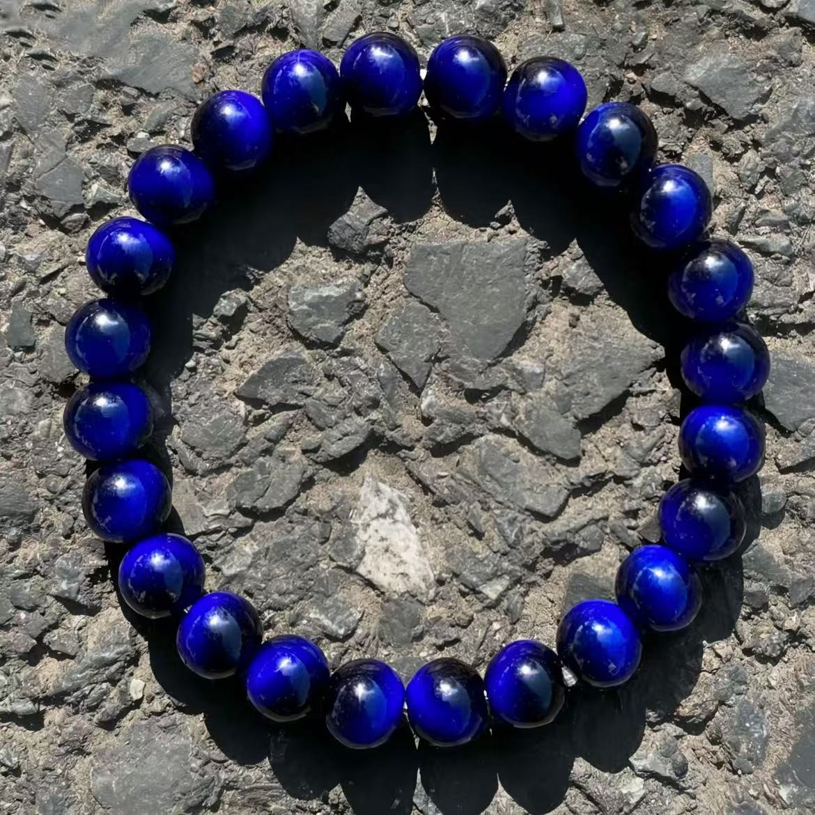 Dark Blue Tiger Eye 8mm Round Beads Healing Lucky Protection Bracelet for Women