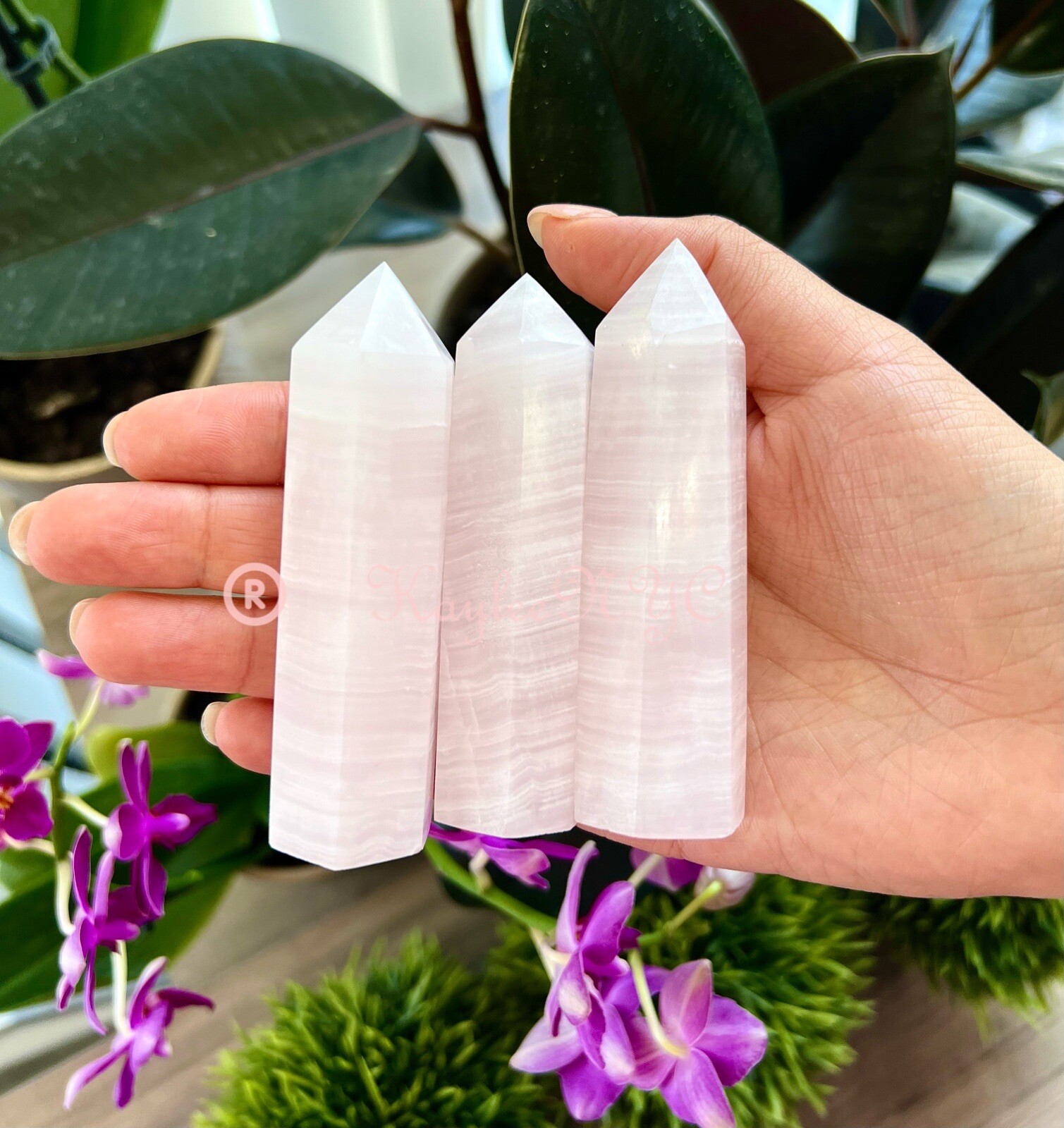 Wholesale Lot 1 Lb Natural Mangano Calcite Obelisk Tower Point Crystal Energy