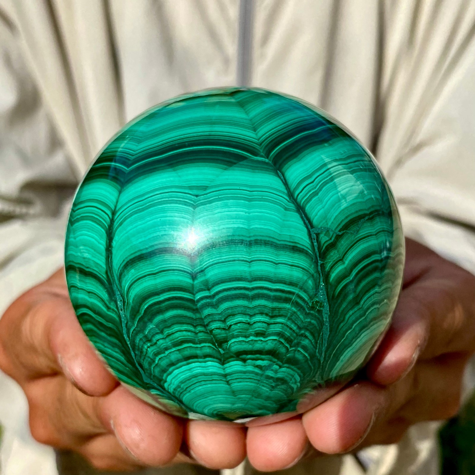 1.56LB Rare Natural Malachite quartz hand Carved sphere Crystal Healing