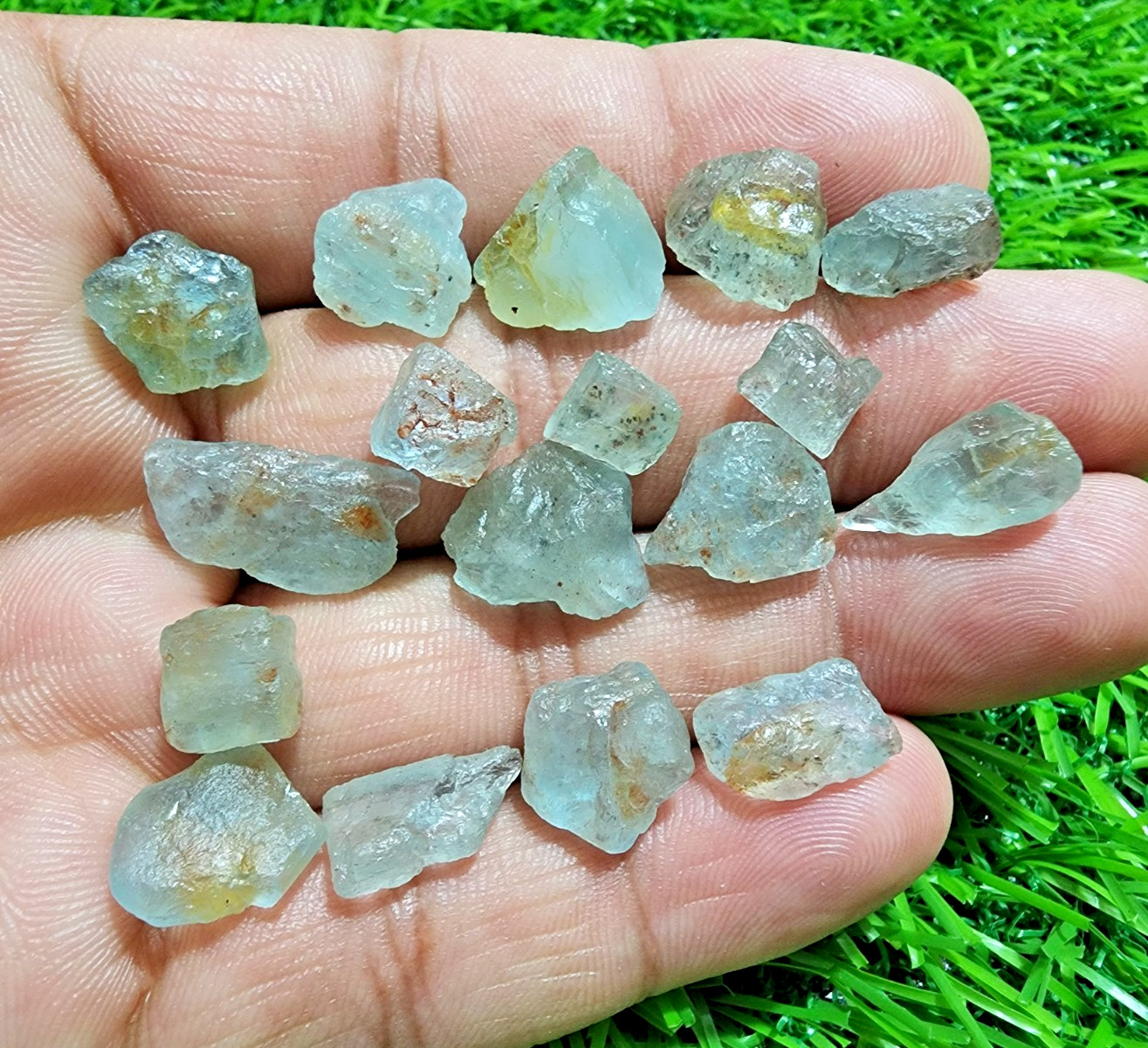17 Pcs Lovely Blue Aquamarine Gemstone Rough Lot 8-16mm Aquamarine Raw Stones