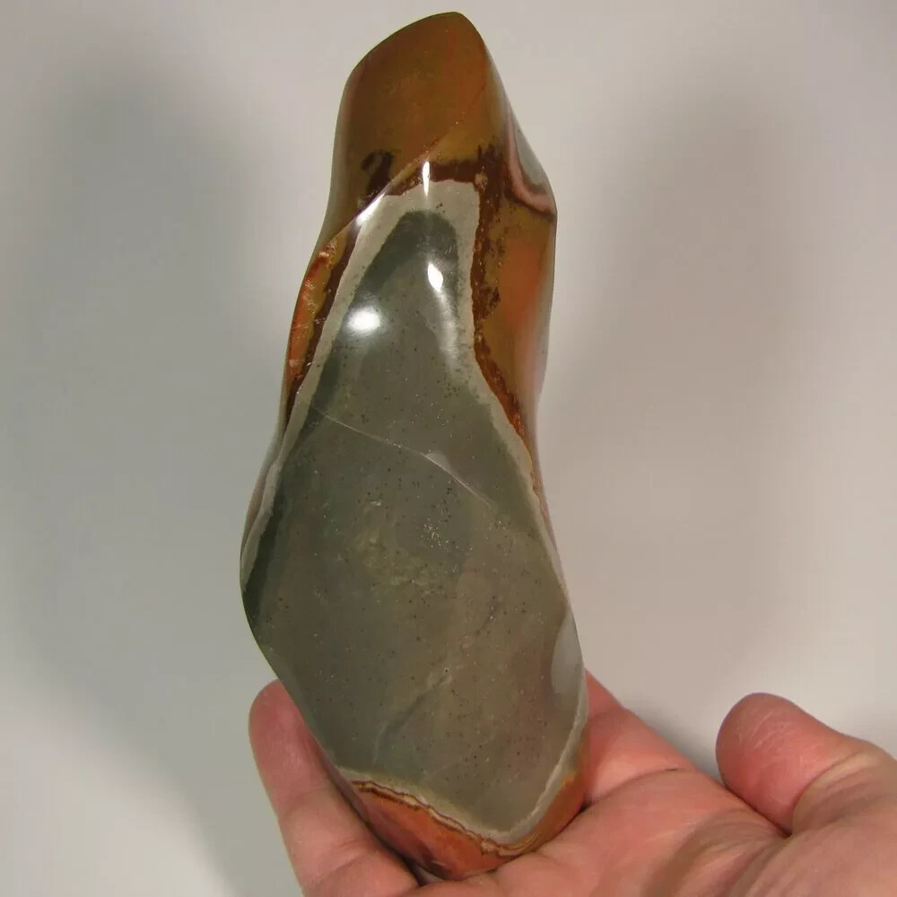 6″ POLYCHROME JASPER FLAME Polished Standup Display – Madagascar – 1.7 lbs.
