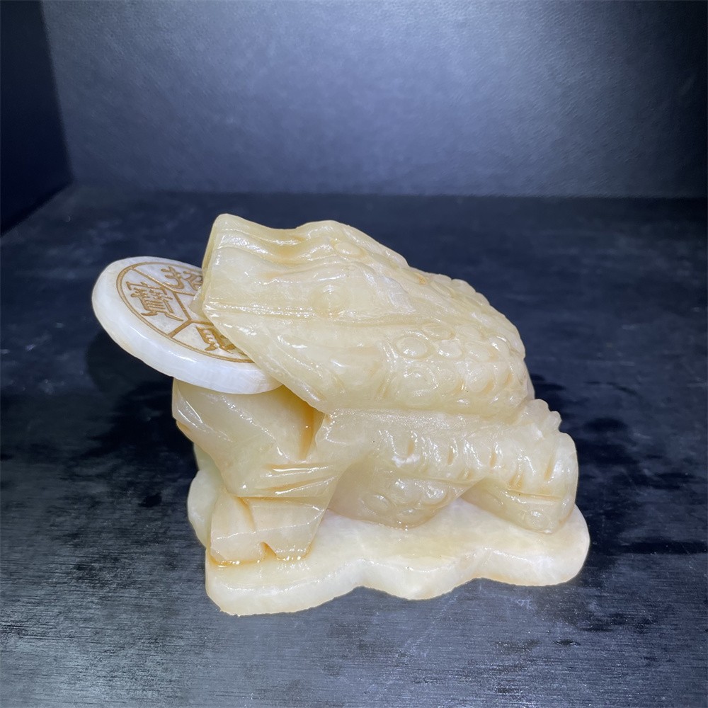 1.3LB 3.1″ Random 1pc Natural Calcite Golden Toad Crystal Reiki Carving Decor