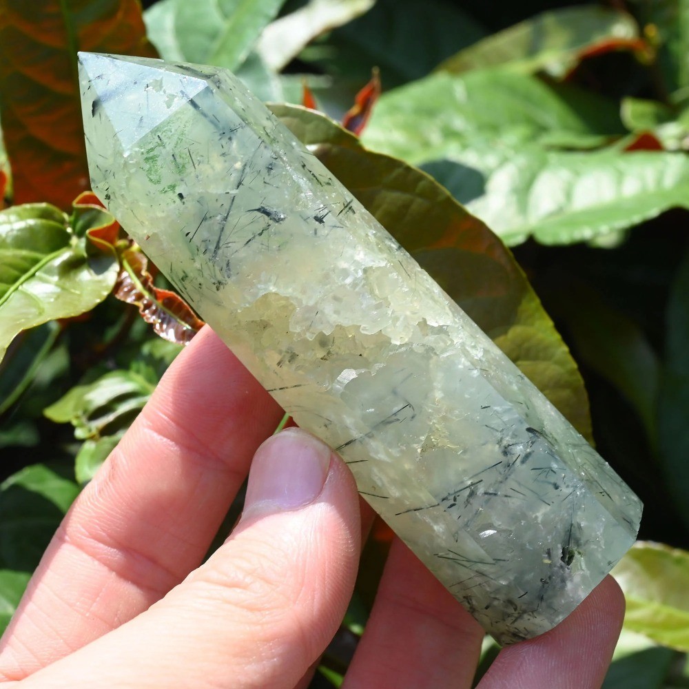 Random Natural Prehnite Druzy Tower Crystal Point Obelisk Healing Decor Gift
