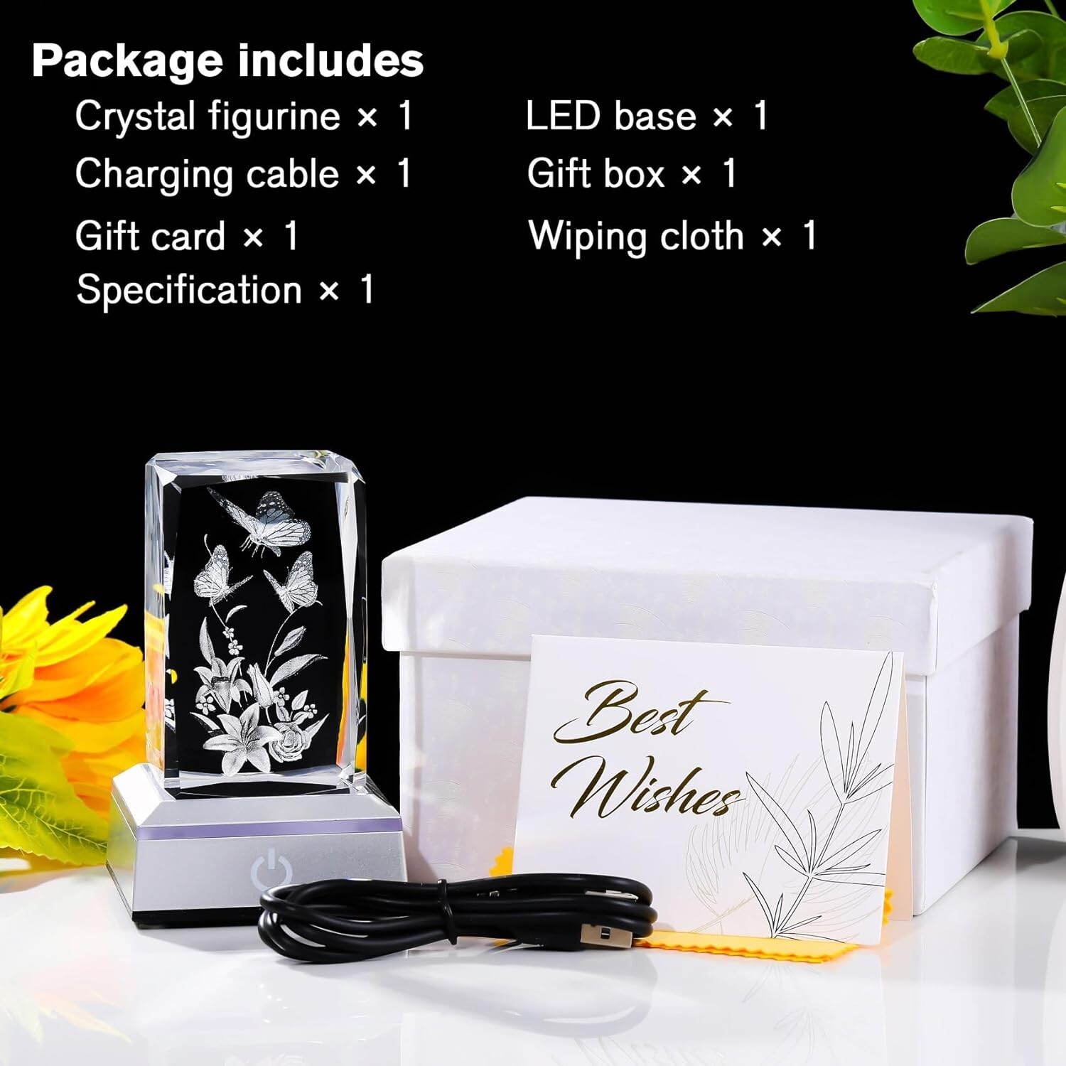 Elegant 3D Laser-Engraved Butterfly and Lily Lamp – Perfect for Home Décor
