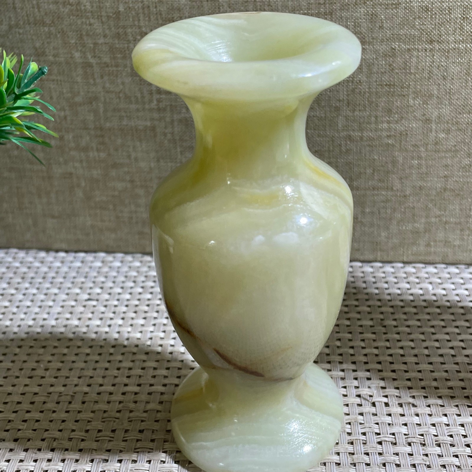 Afghan Jade, Banded Green Onyx Vase home decor 426g