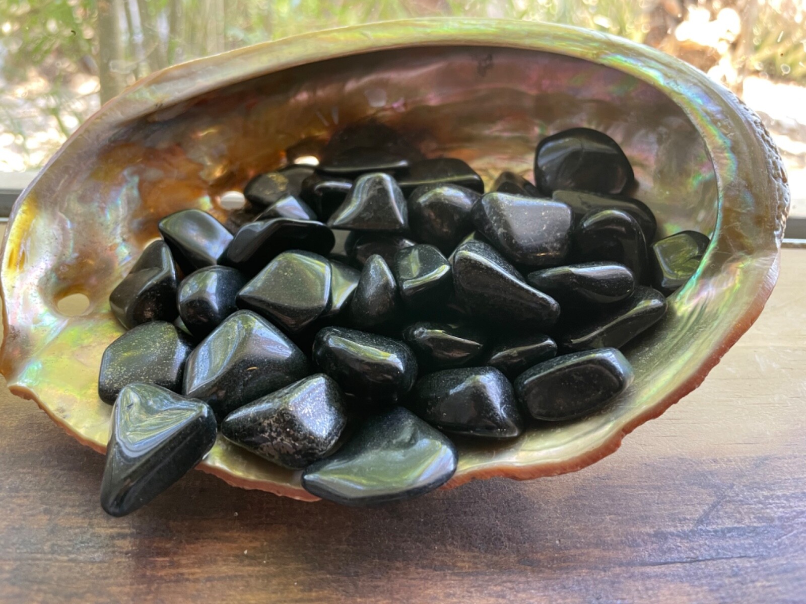 6X Black Lemurian Jade Tumbled Stones 20-25mm Reiki Healing Crystals Past Abuse