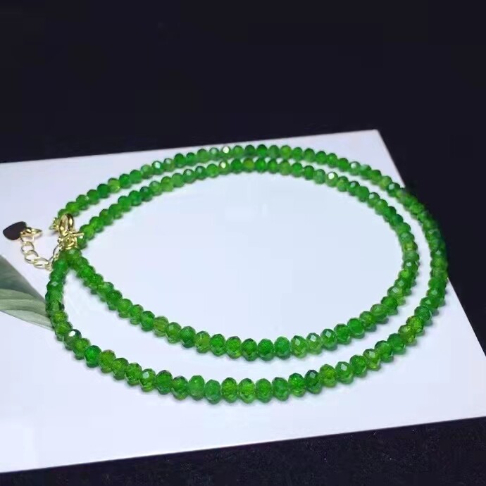 Genuine Natural Green Diopside Gemstone Round Beads Necklace 3.5mm 5A
