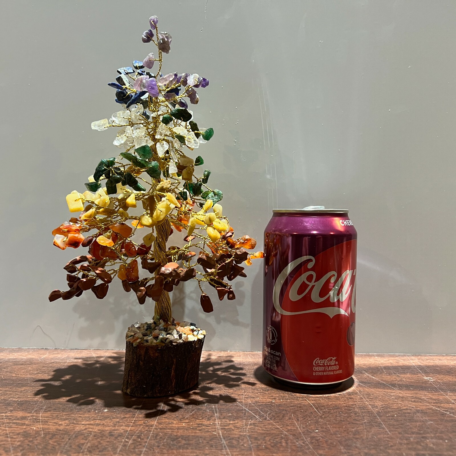 LARGE 7 Chakra Crystal Gemstone Bonsai Money Tree Good Luck Prosperity FengShui