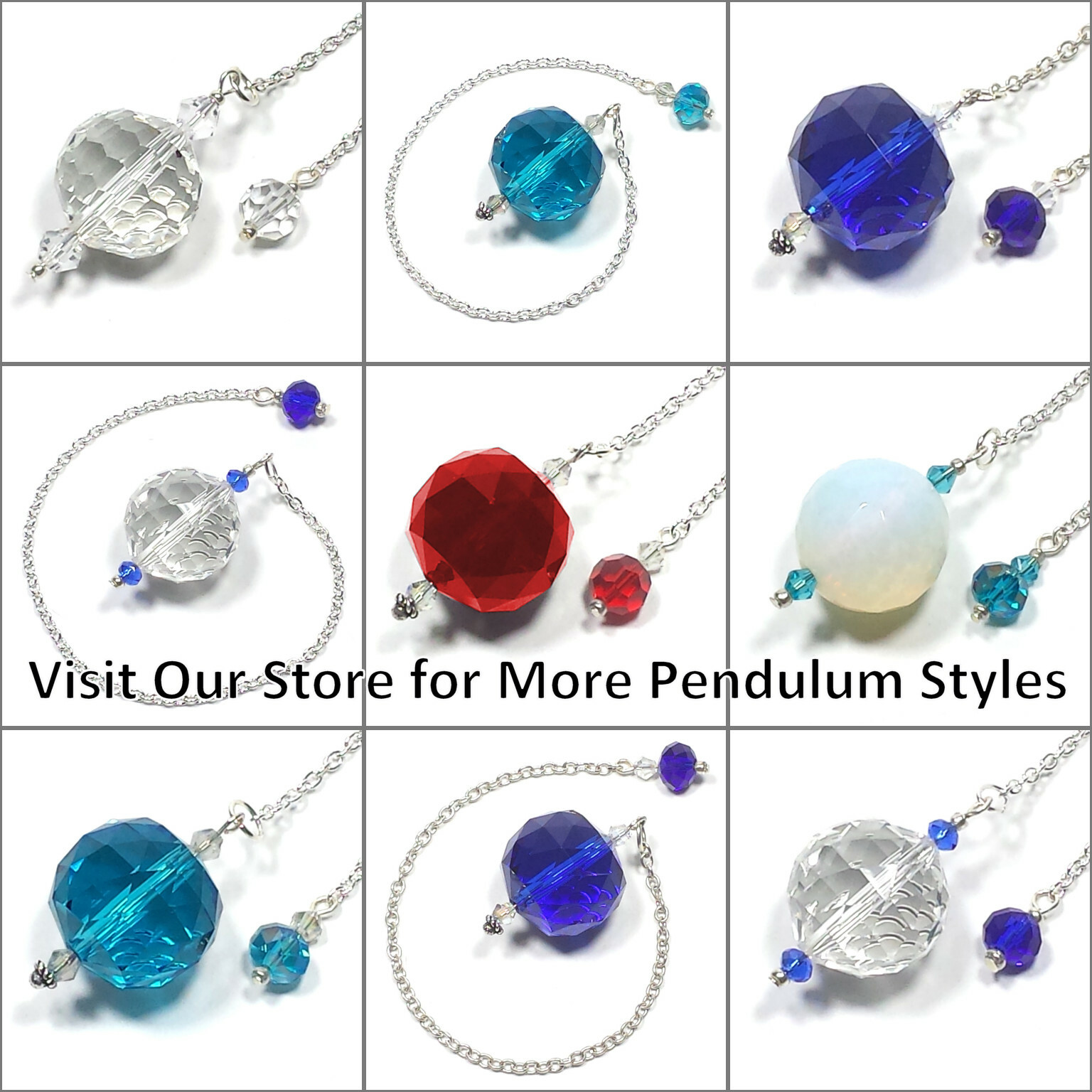 20% OFF – Sky Blue Opalized Obsidian Crystal Pendulum, Smooth Cone w/ Bead Grip