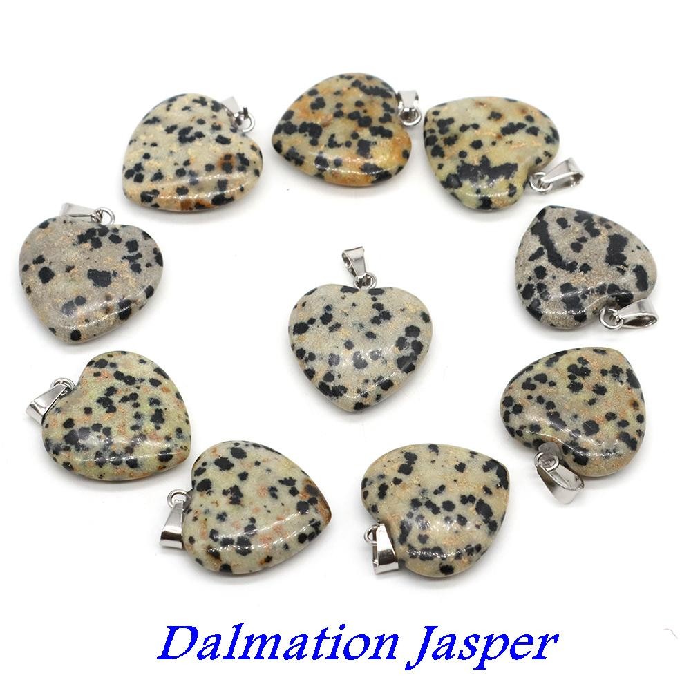 Wholesale 10pcs Assorted Nature Stone Heart Charms Pendants for Jewelry 20mm
