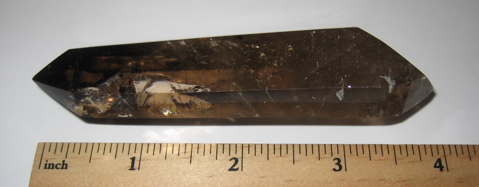 4.1″ x 0.9″- 1.1″ POLISHED DOUBLE TERMINATED NATURAL SMOKY QUARTZ CRYSTAL 83g *3