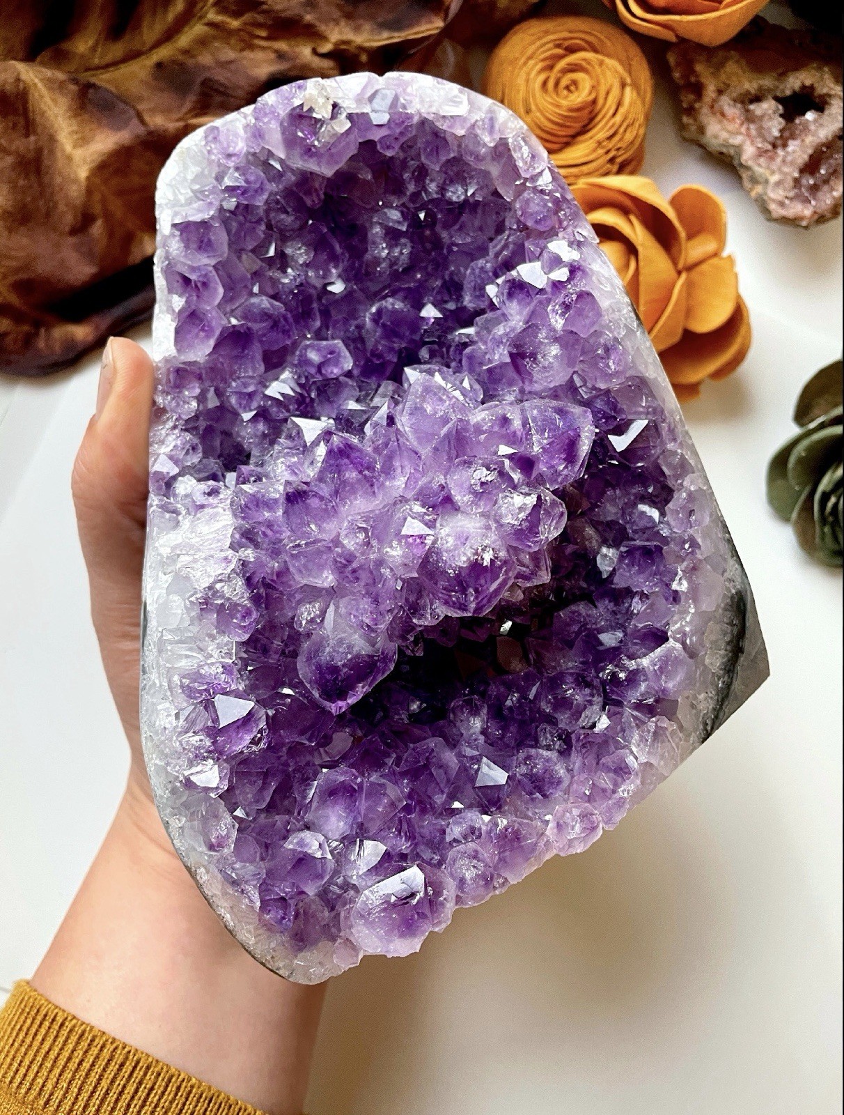 Natural Dark Purple Amethyst Druzy Geode Crystal Cluster Standing Specimen 4.5lb