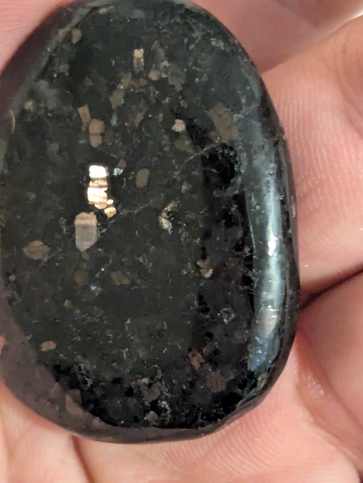 Flat Round Ovular sparkling Palm Stone