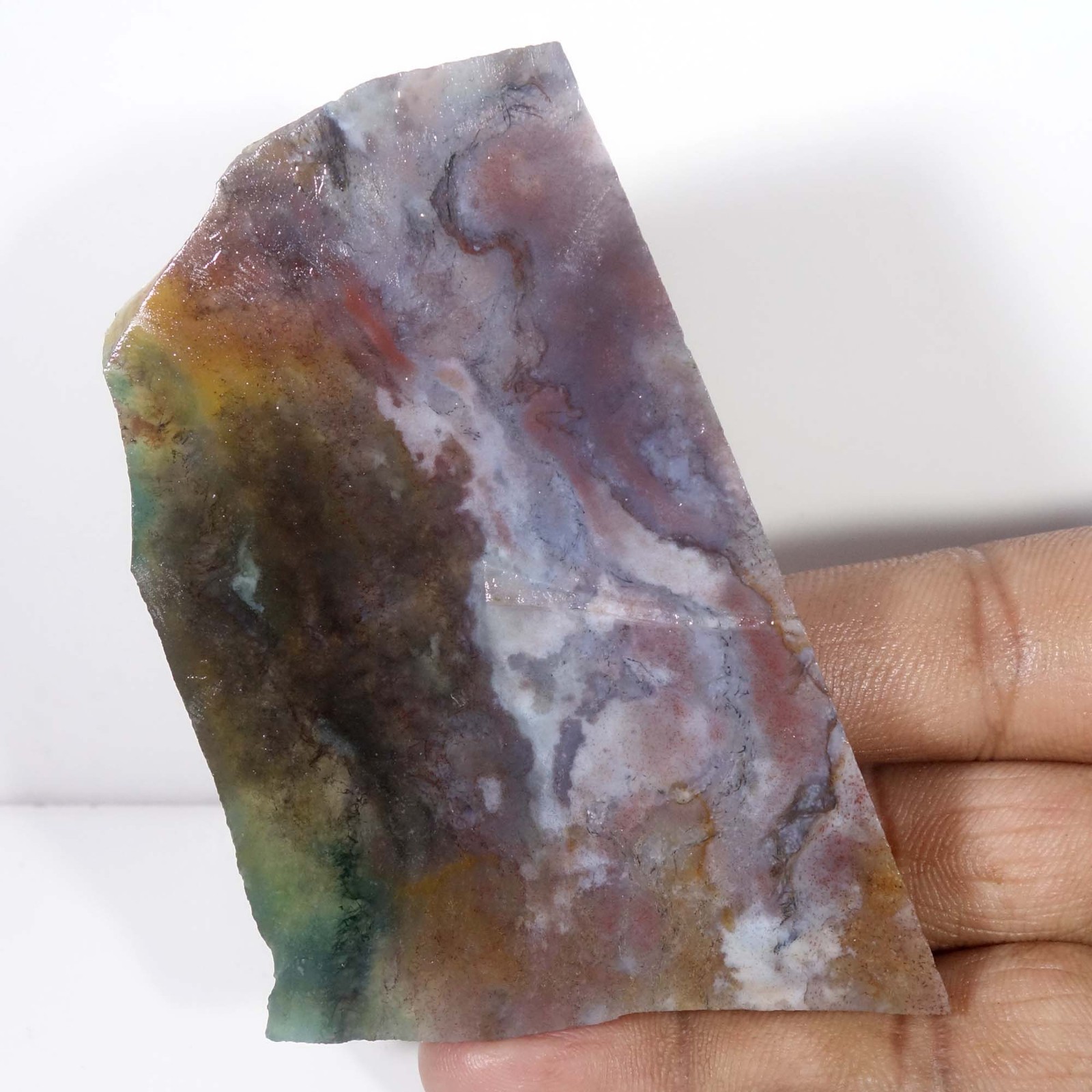 Seaweed Green Moss Agate Slice Slab Rough Natural Gemstone Loose 264.40 Cts