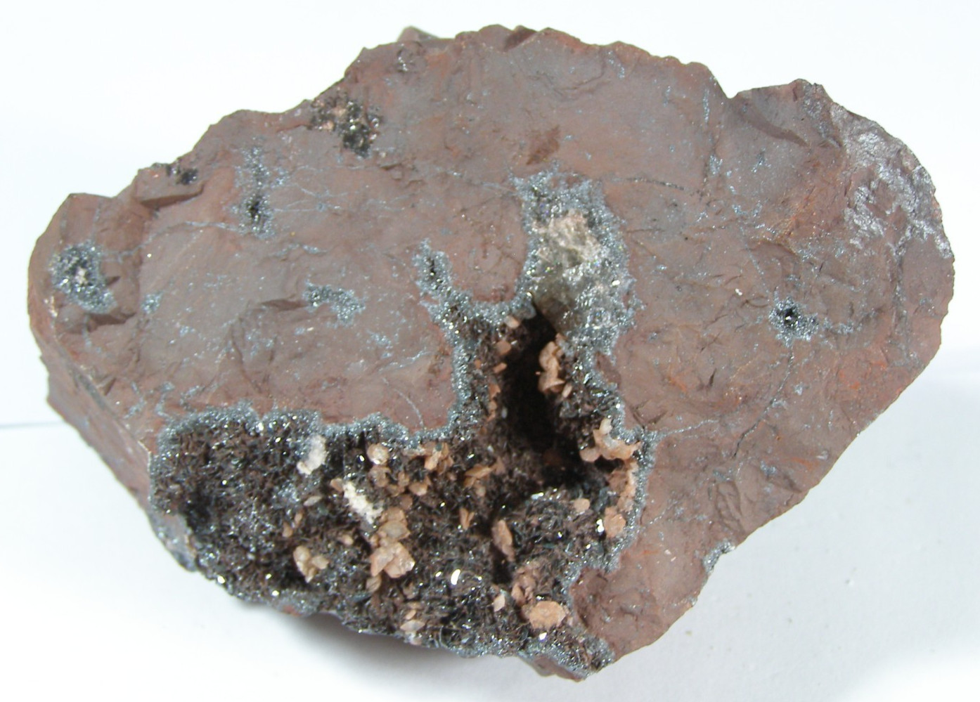 NATURAL SPECULARITE on HAEMATITE PIECE 7 x 6 cms 483 gms, Cumbria, UK BRITISH