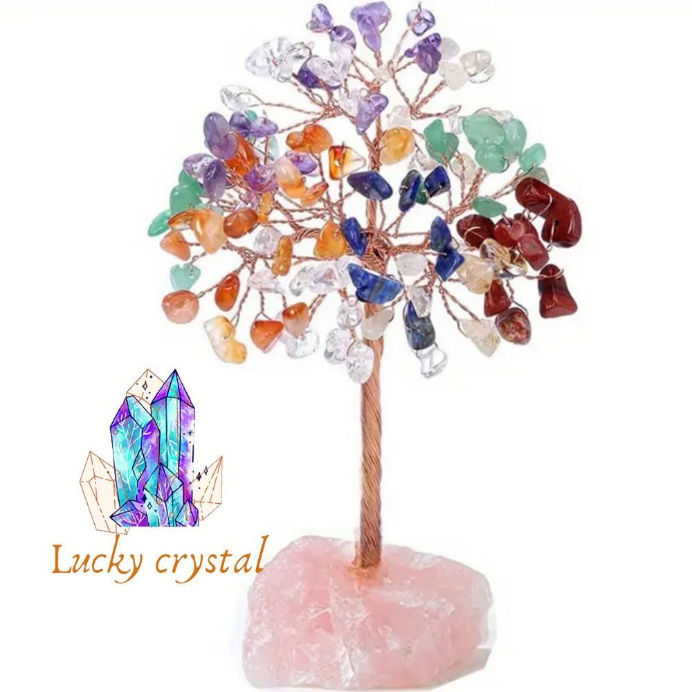 Natural Crystal Bonsai Money Tree Ornament GoodLuck Wealths Home Office Decor UK