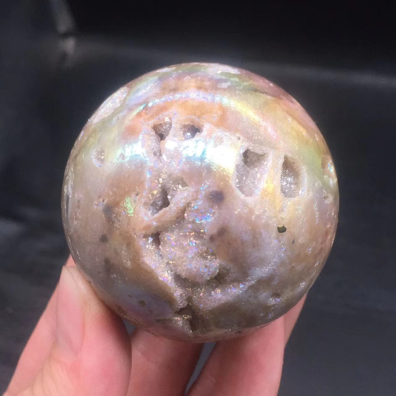Angel Aura Natural Sphalerite Crystal Geode Druzy Ball Healing Decoration 57mm