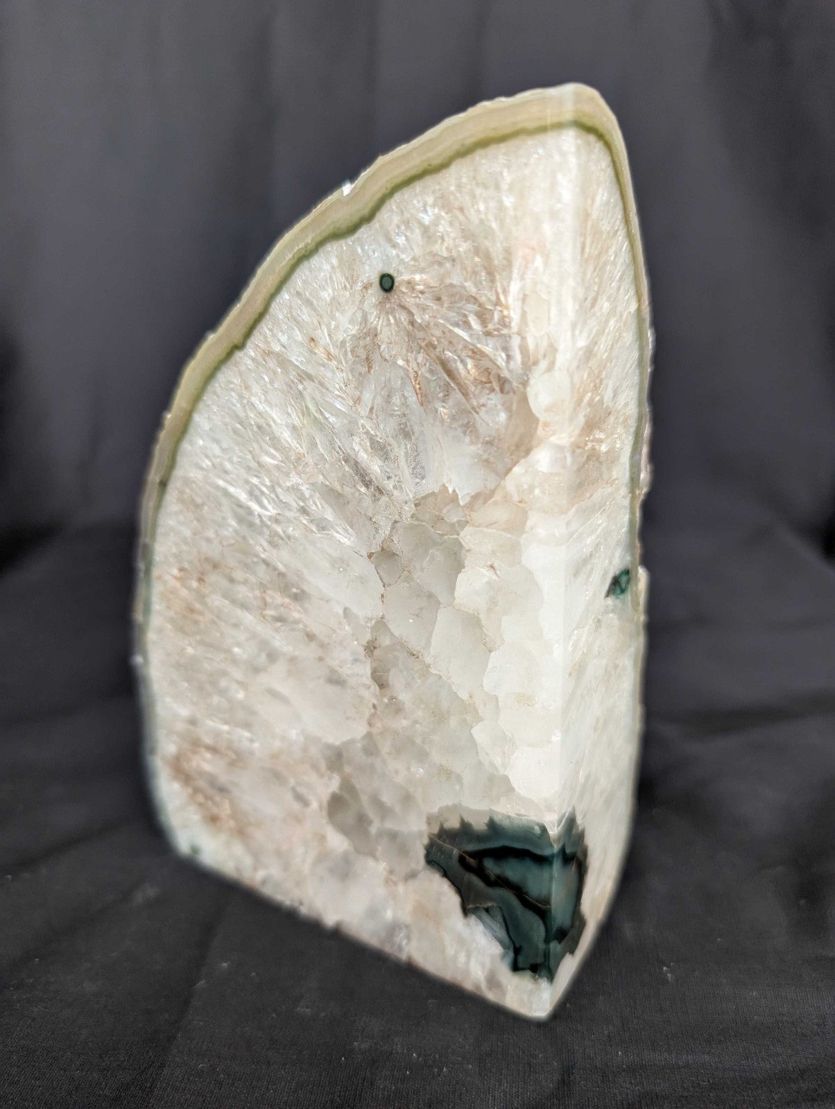 Natural Brazilian Agate Geode Cross Cut Slab – 3 lbs 9.2 oz – Home Office Decor
