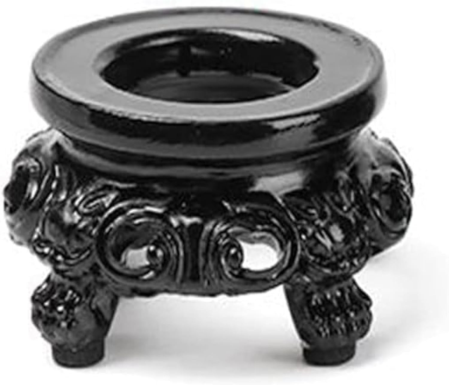 Black Wooden Display Stand for Crystal Sphere Quartz Ball Holder Hollow Wood Sta