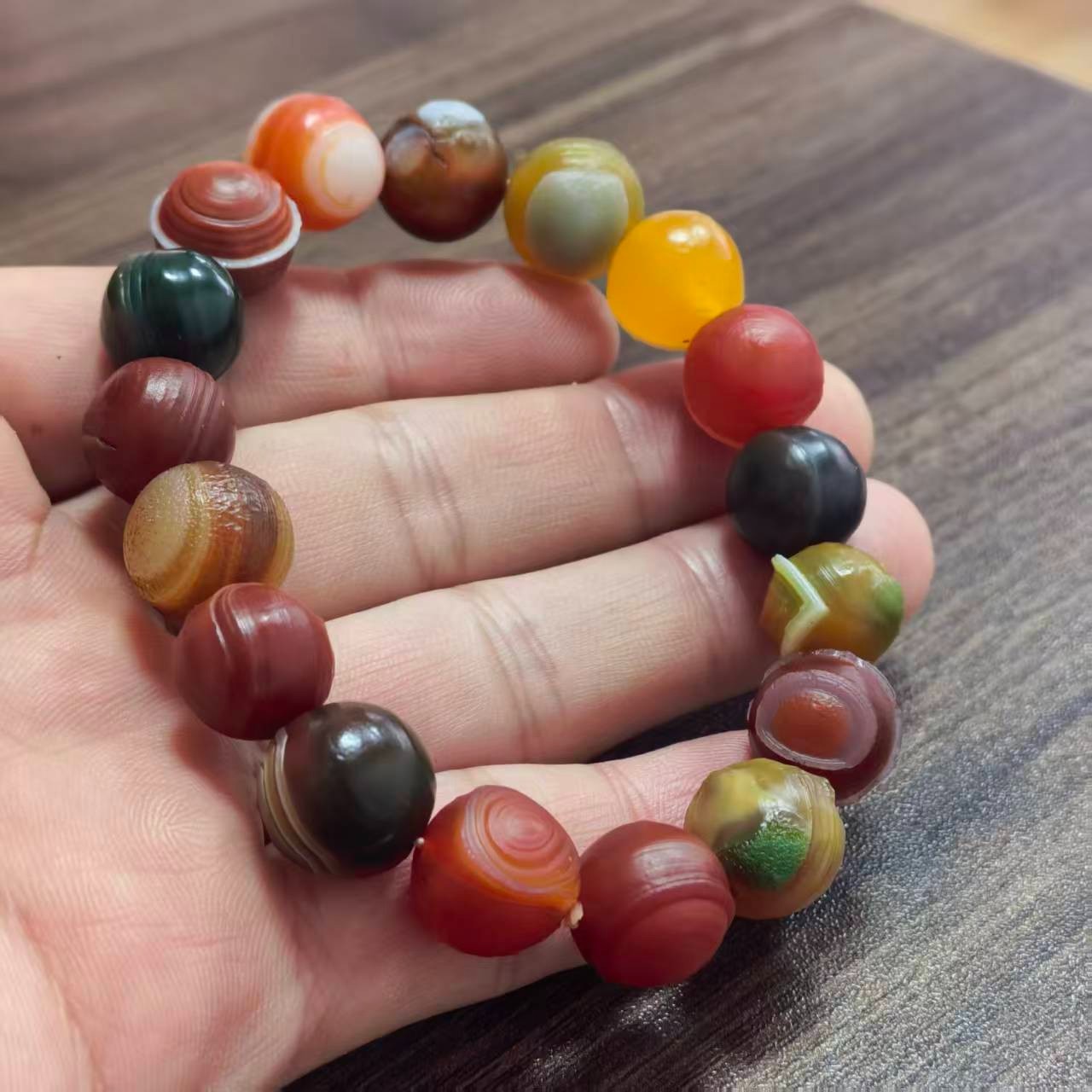 13mm 1pcs Natural Color Gobi Agate Eyes Agate/stone Madagascar Beads Bracelet