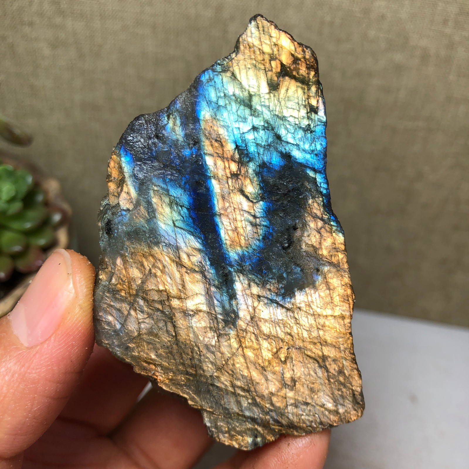 58mm Natural Labradorite Crystal gemstone rough original Specimen 95g A4219