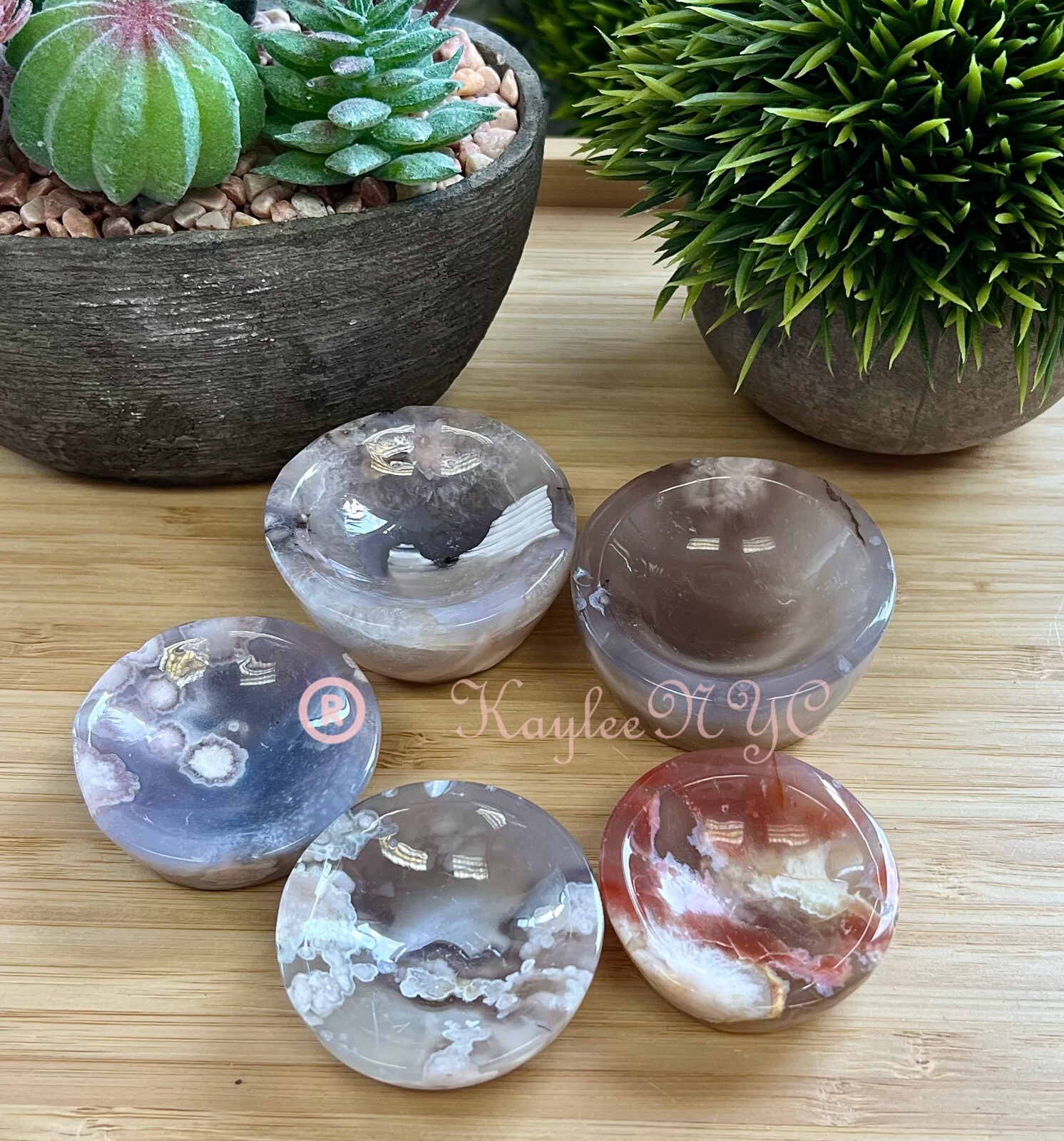 Wholesale Lot 5-8 PCs Natural Flower Agate Bowls Crystal Healing 0.9 – 1 Lb