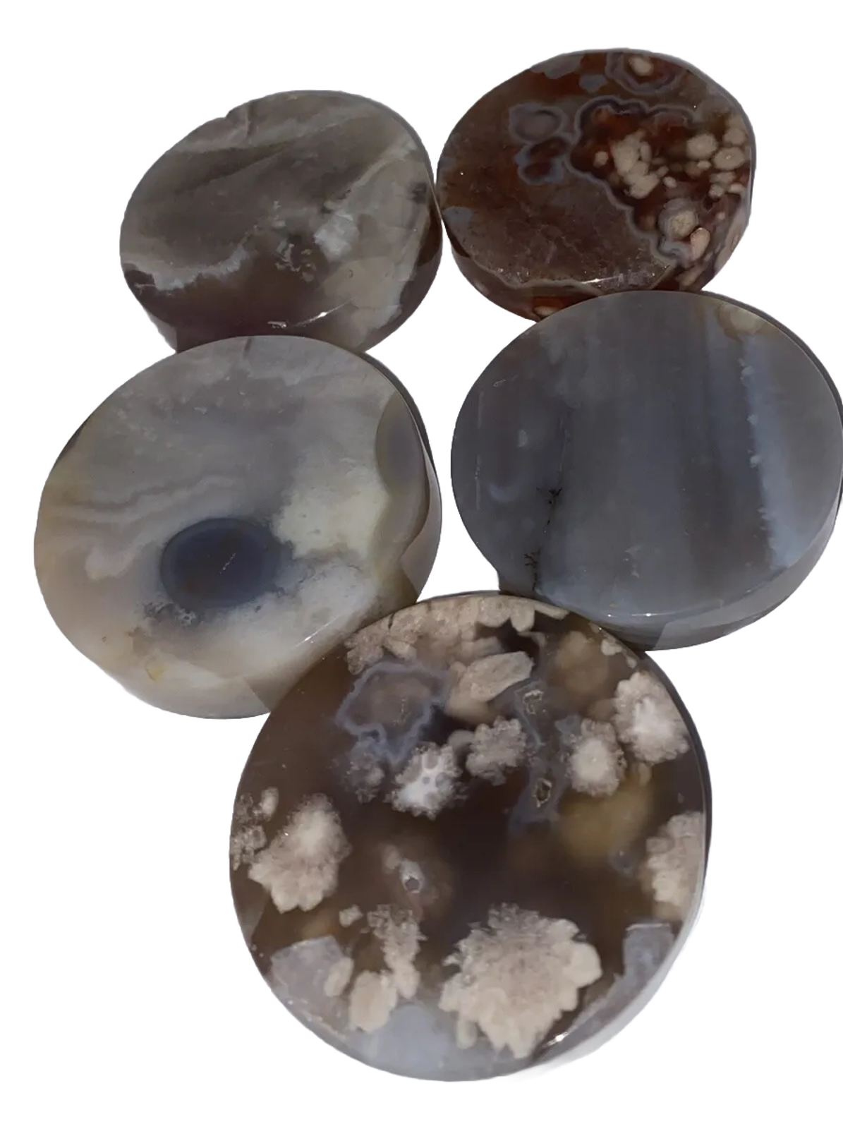5 x Polished smooth Tumbled 2 inch Round FLOWER GATE CRYSTAL TUMBLES ✅Aus Seller