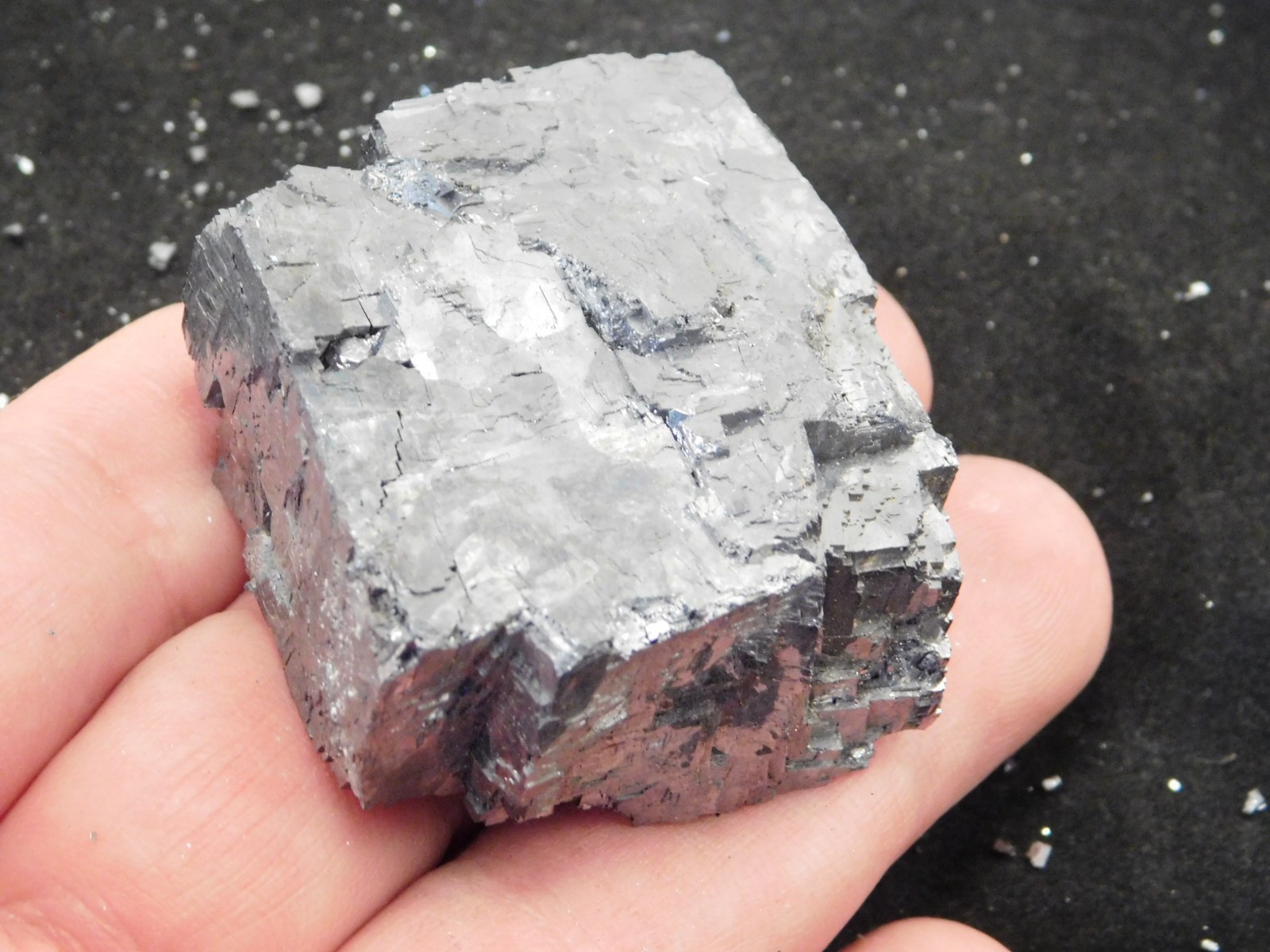Larger! Super Heavy! Stepped GALENA Crystal CUBE 100% Natural Missouri 205gr
