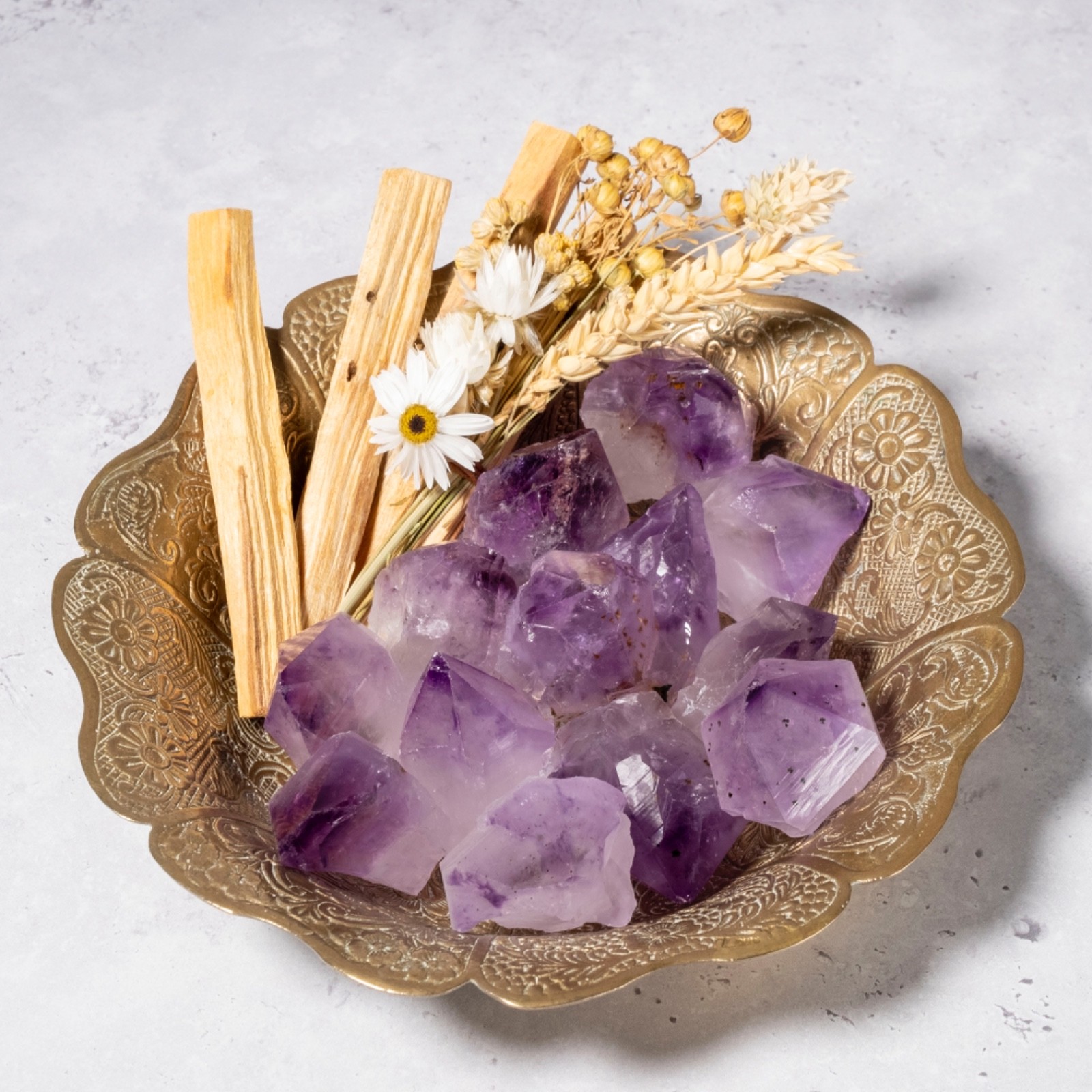 Amethyst Crystal Point 5 pcs, Natural Assorted scrying Stone (30-50g, 4-4.5cm)
